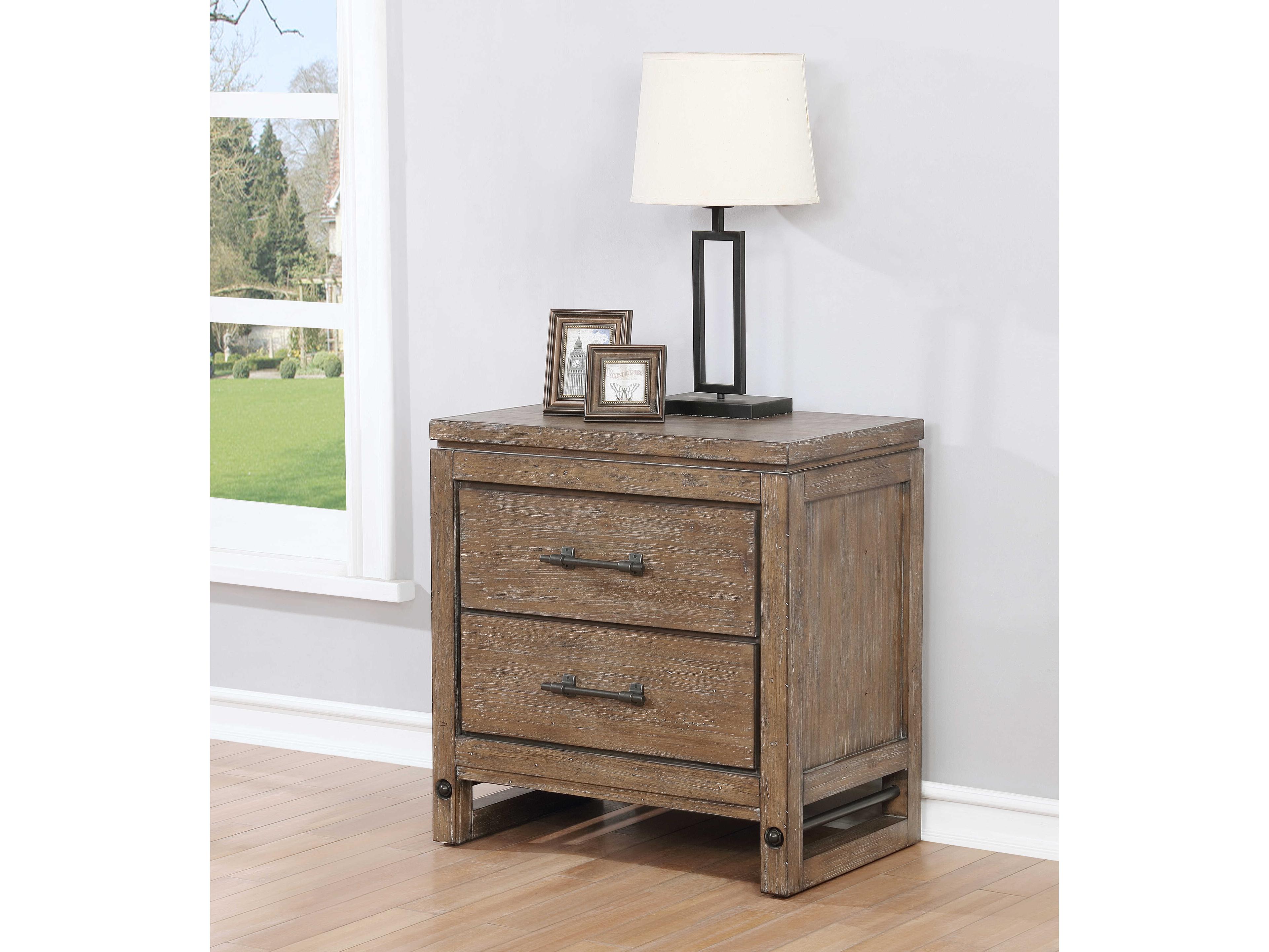 Avalon Furniture 2-Drawers Brown Acacia Wood Nightstand