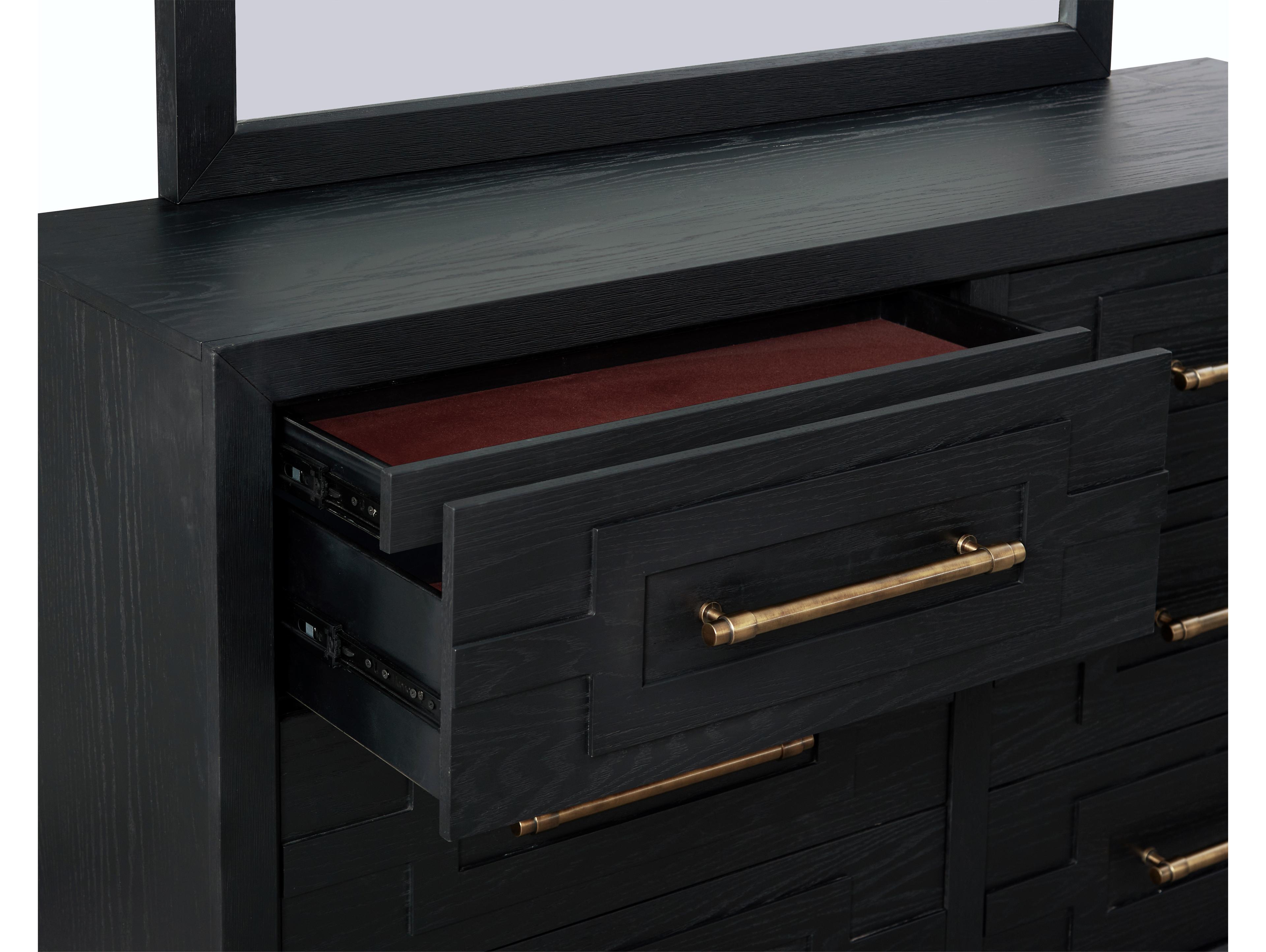 Avalon Furniture 6-Drawers Black Oak Wood Double Dresser