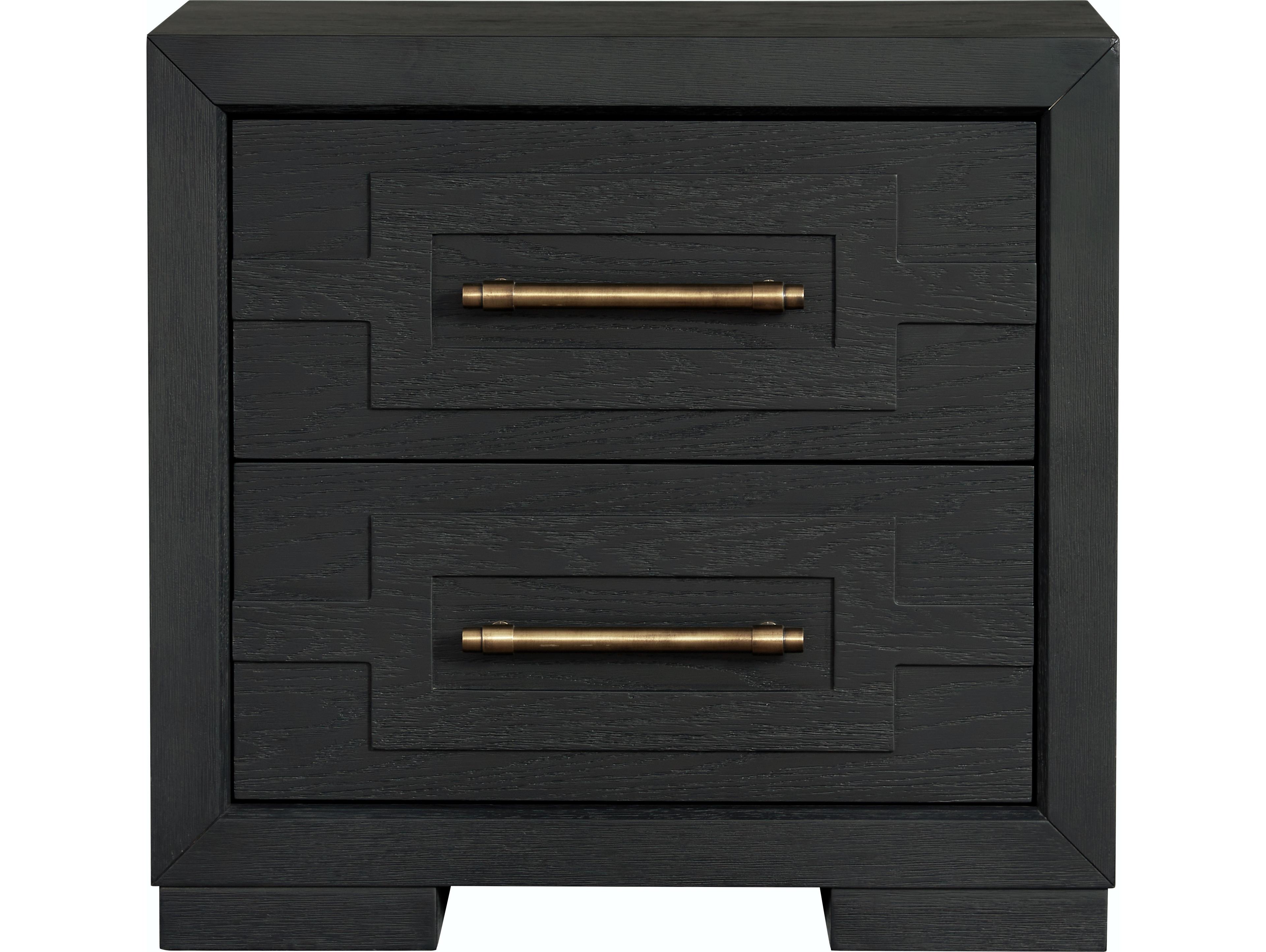 Avalon Furniture 2-Drawers Black Rubberwood Nightstand