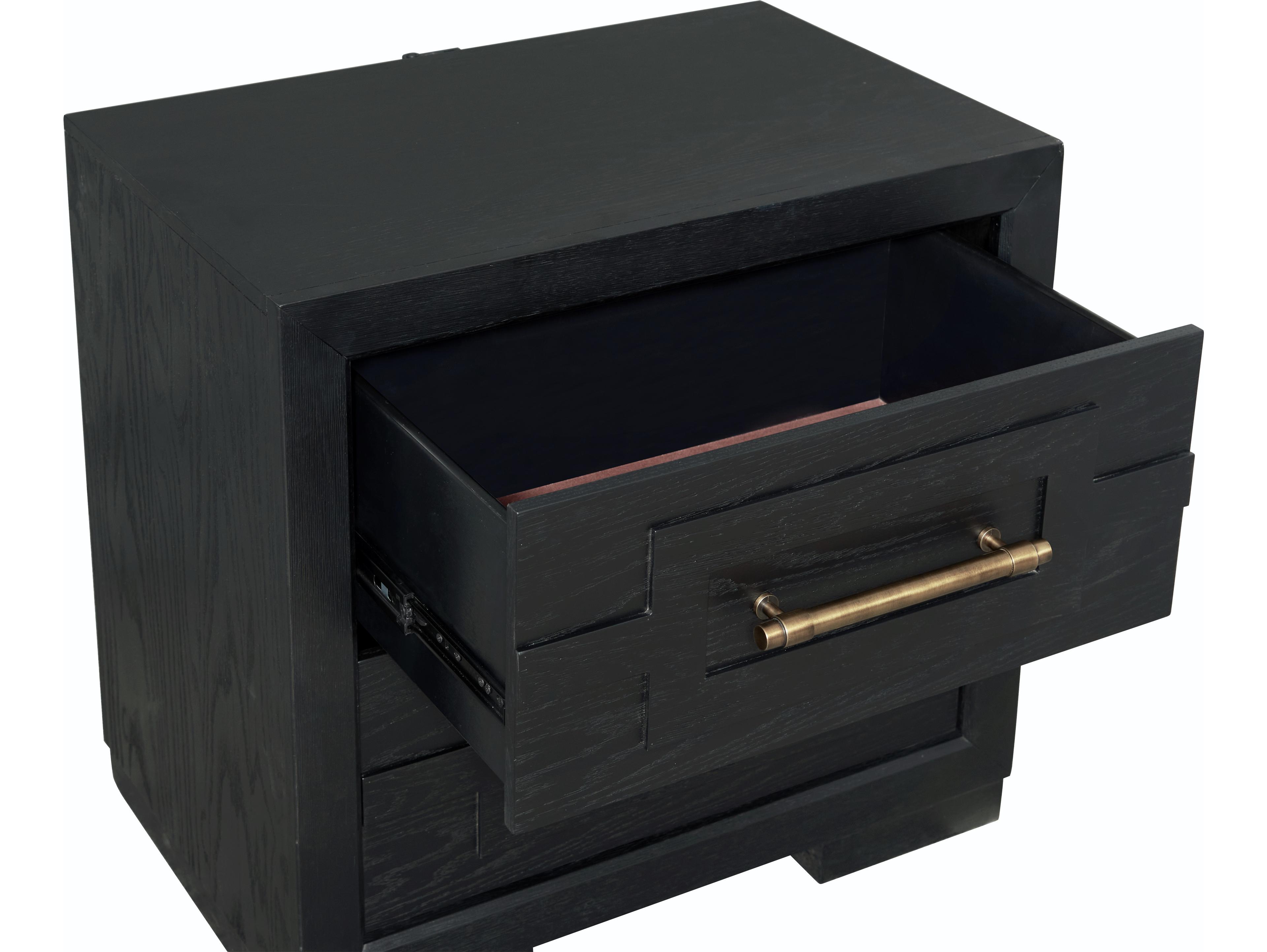 Avalon Furniture 2-Drawers Black Rubberwood Nightstand