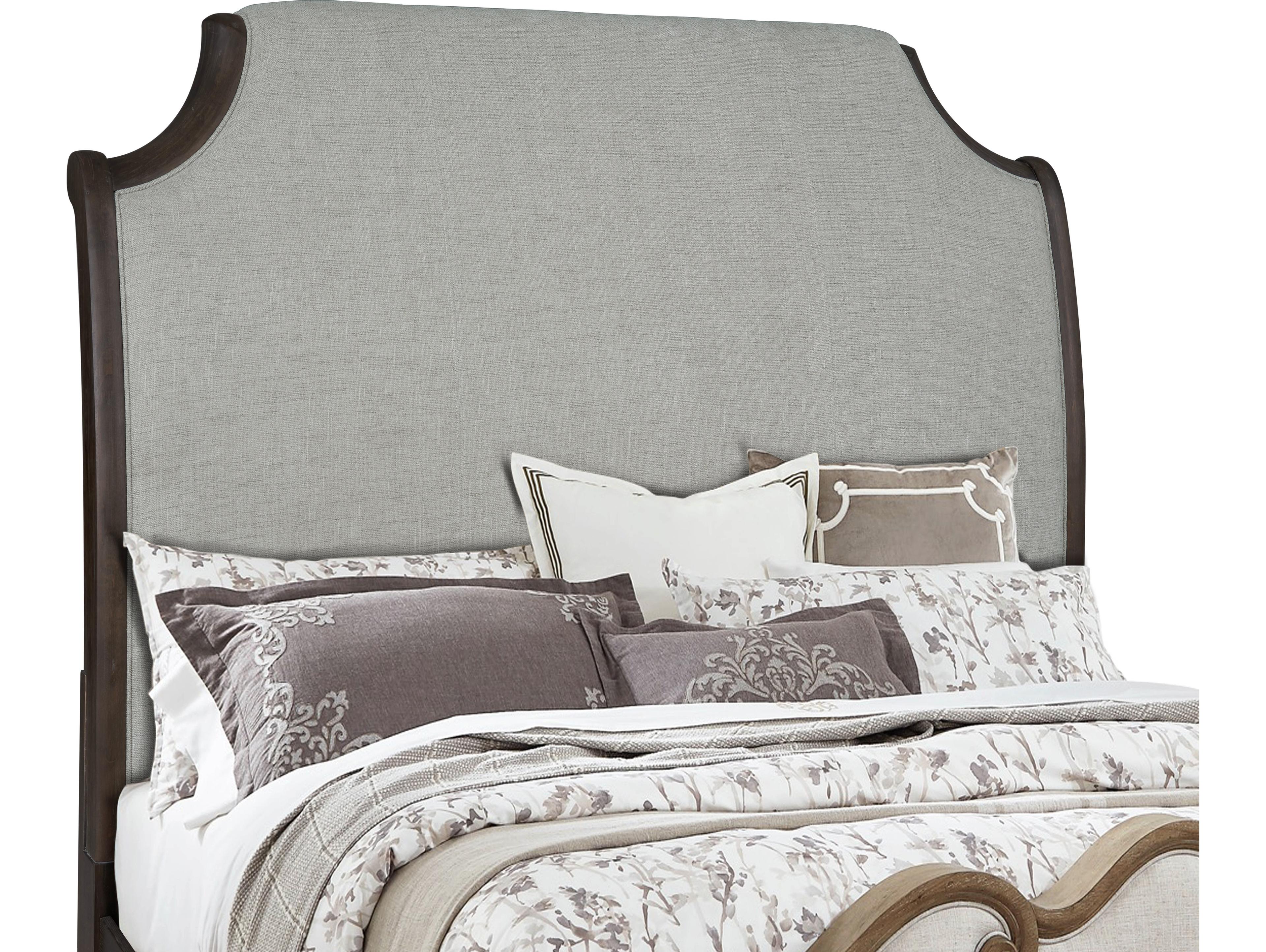 Avalon Furniture Dark Acacia Brown Wood Upholstered Queen Sleigh Bed