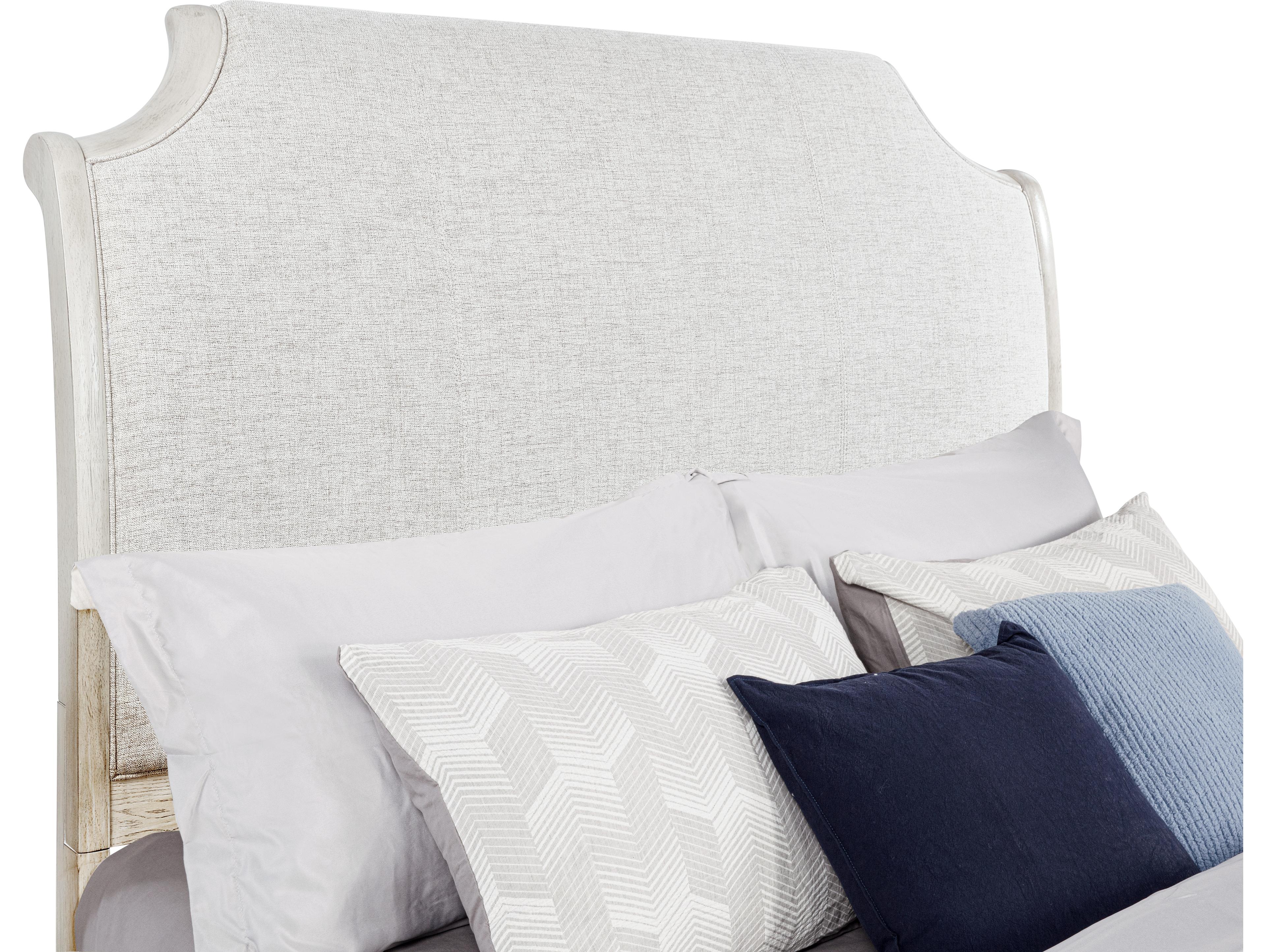 Avalon Furniture White Gray Acacia Wood Upholstered King Sleigh Bed