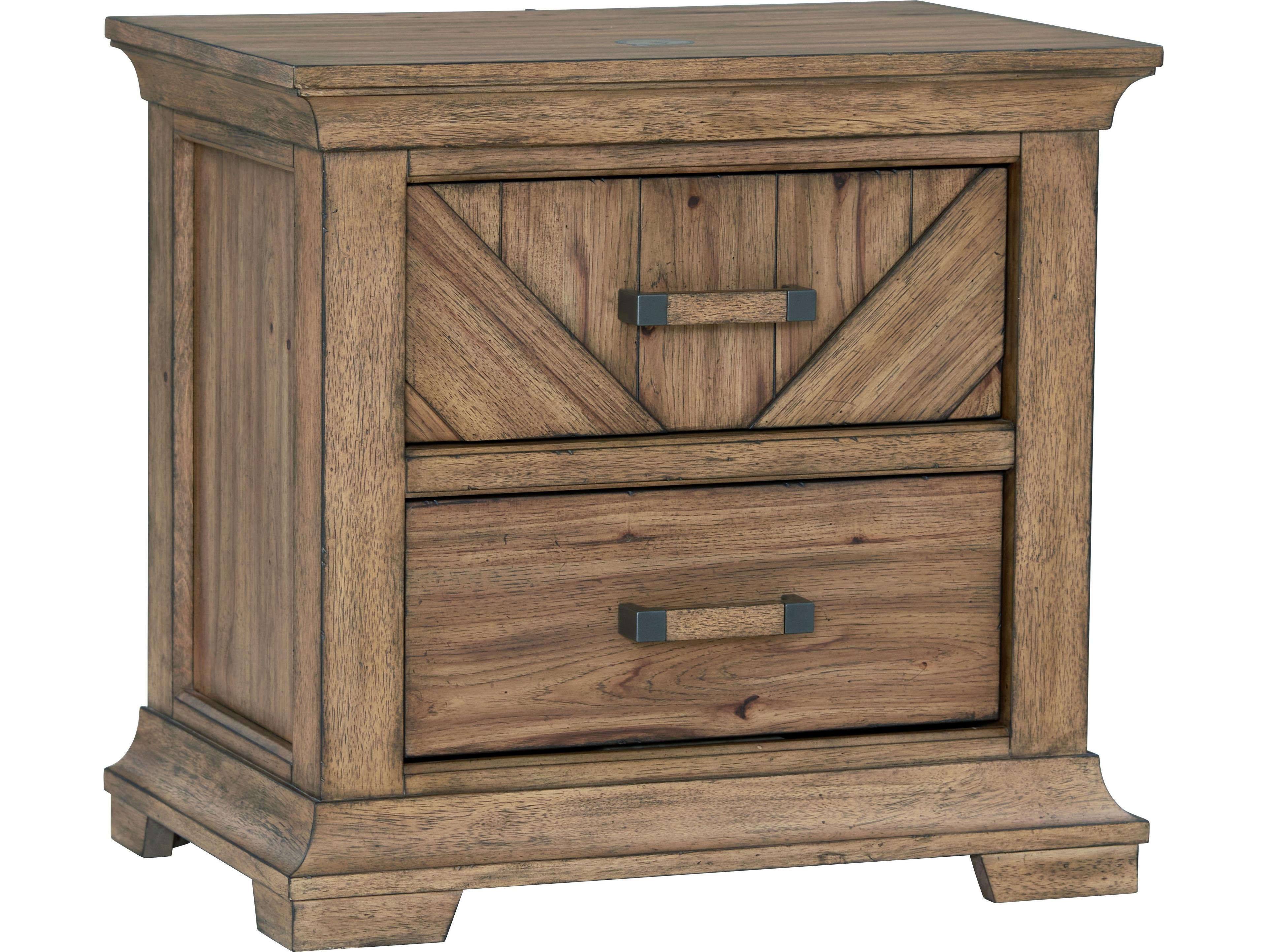 Avalon Furniture 2-Drawers Brown Rubberwood Nightstand