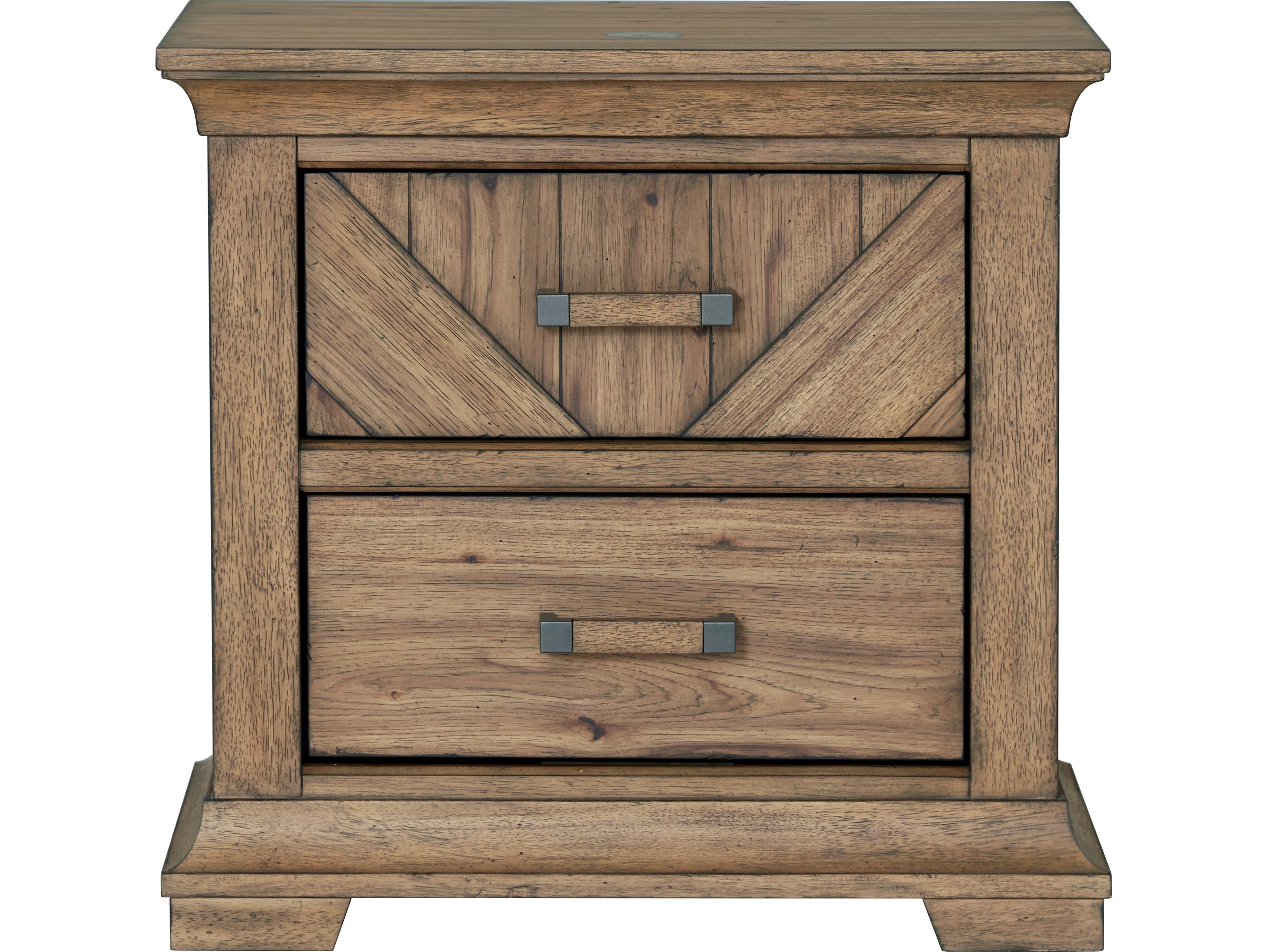 Avalon Furniture 2-Drawers Brown Rubberwood Nightstand