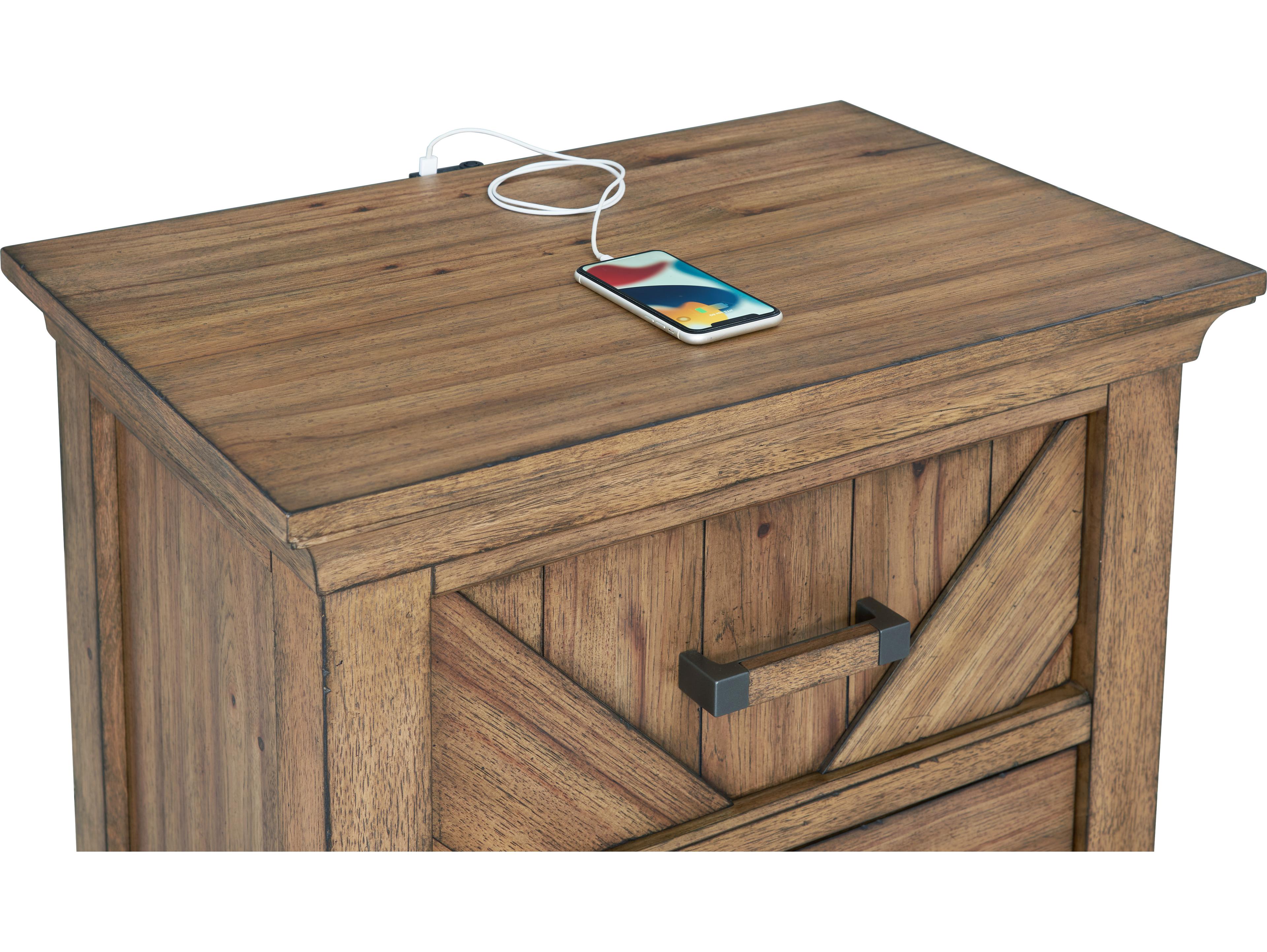 Avalon Furniture 2-Drawers Brown Rubberwood Nightstand