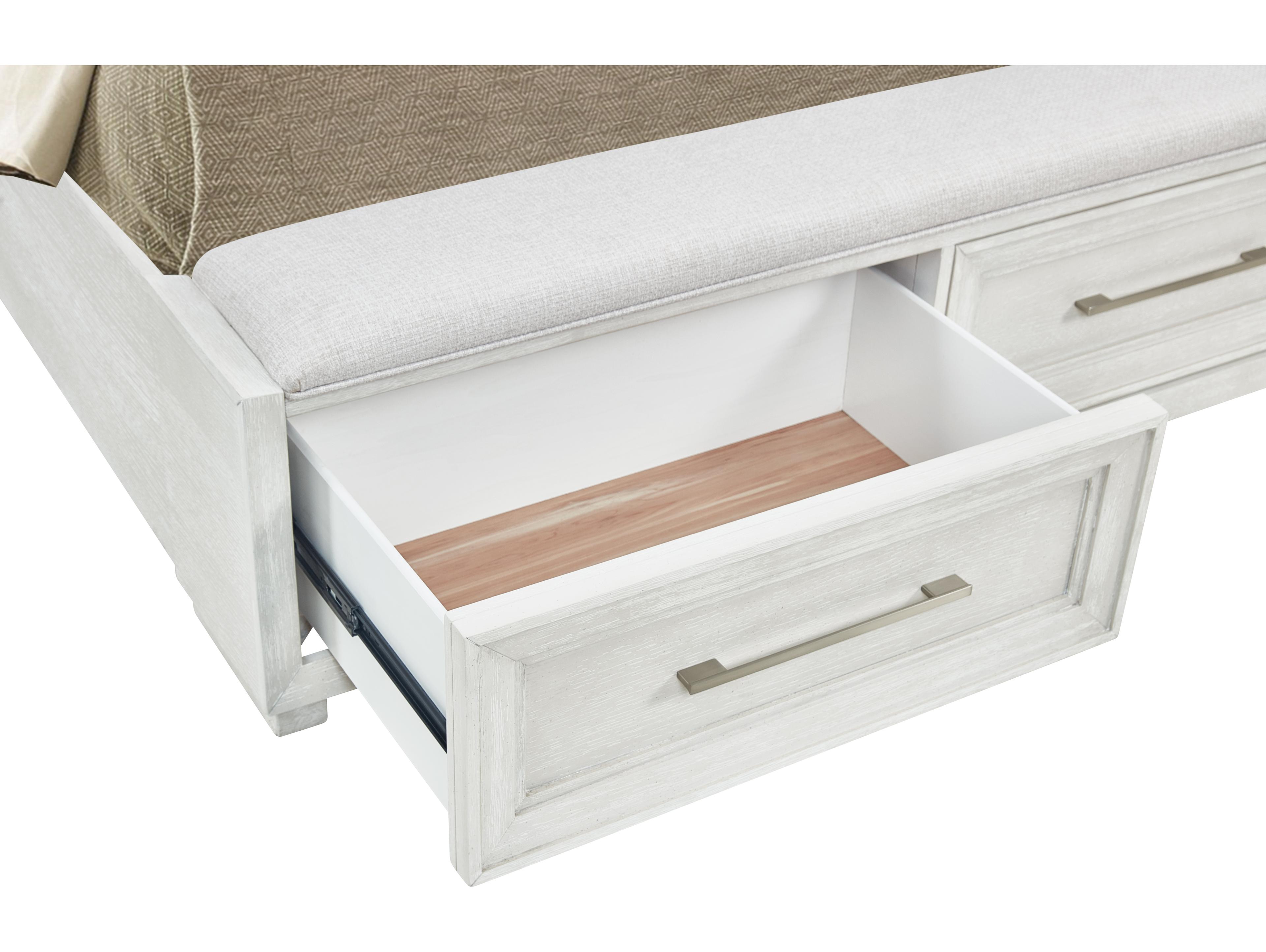 Avalon Furniture Brushed White Oak Wood Upholstered Queen Panel Bed