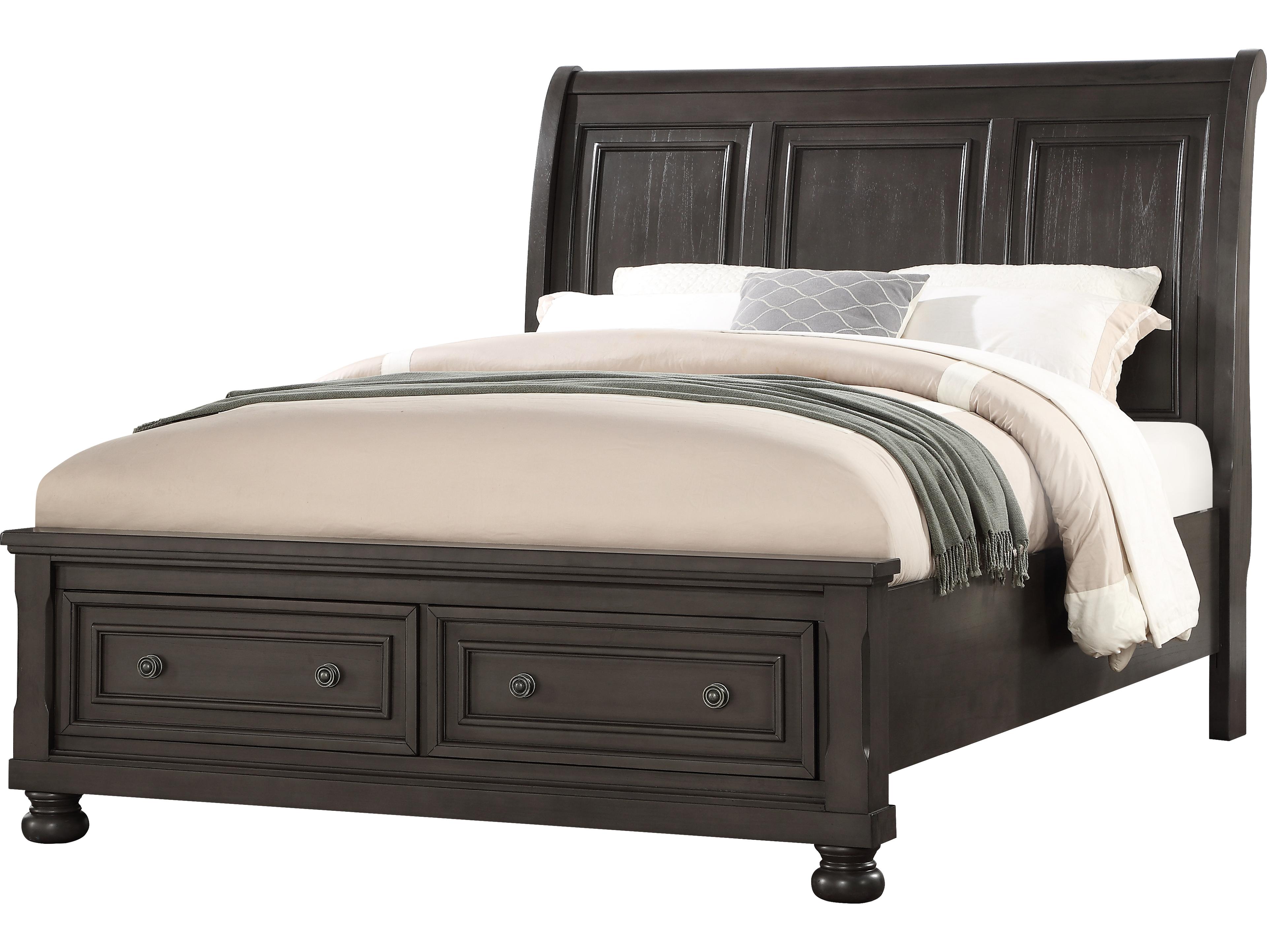 Avalon Furniture Gray Pine Wood King Sleigh Bed