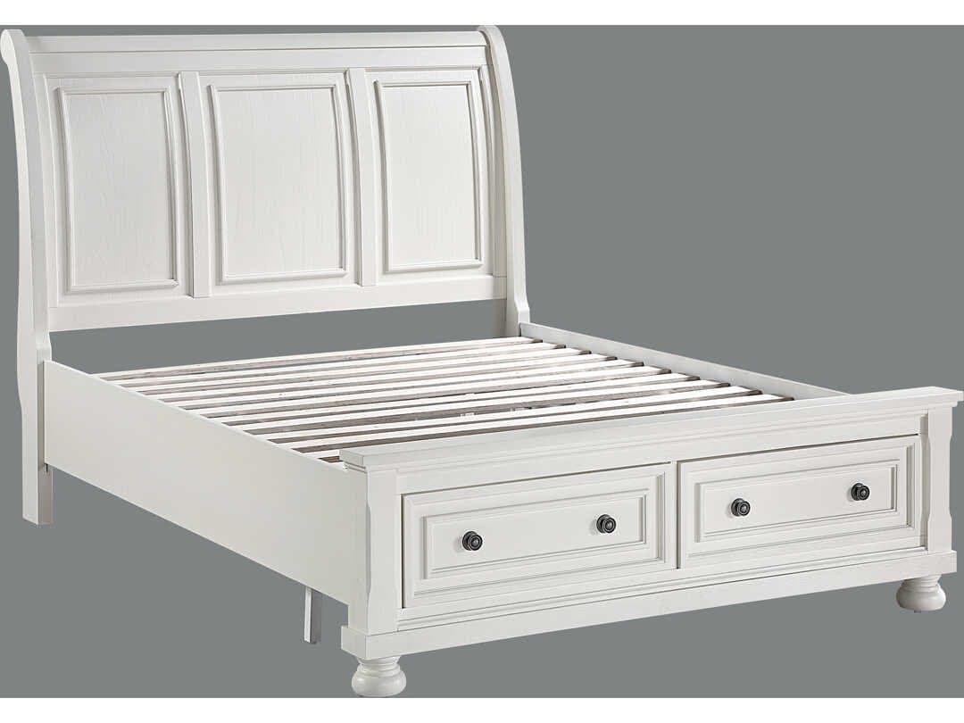 Avalon Furniture Oyster White Pine Wood Queen Sleigh Bed