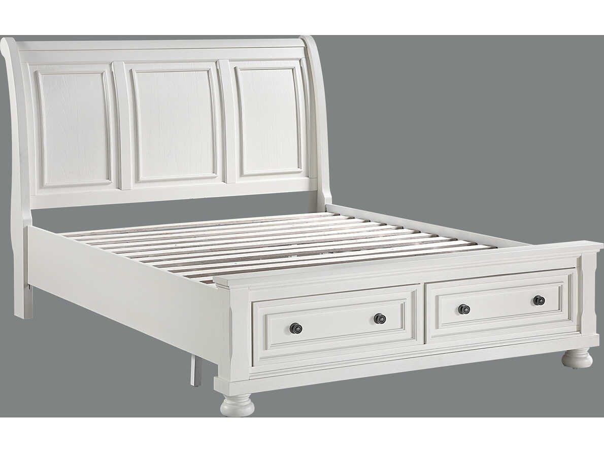 Avalon Furniture Oyster White Pine Wood King Sleigh Bed