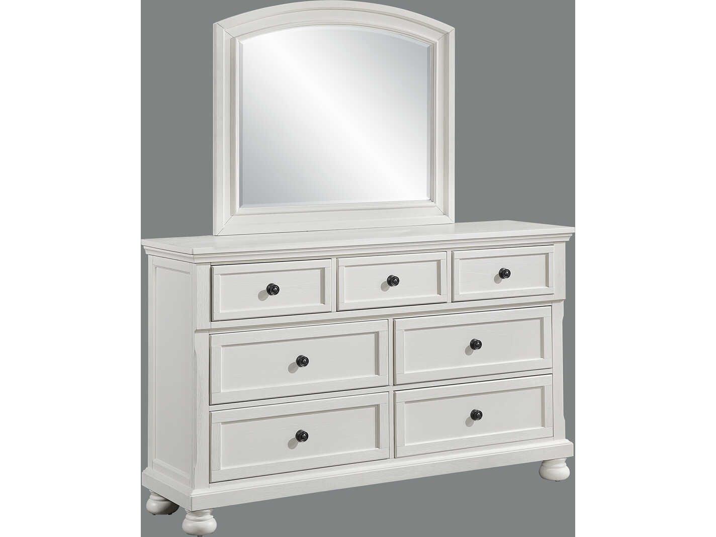 Avalon Furniture 7-Drawers Rubberwood Double Dresser and Mirror Set