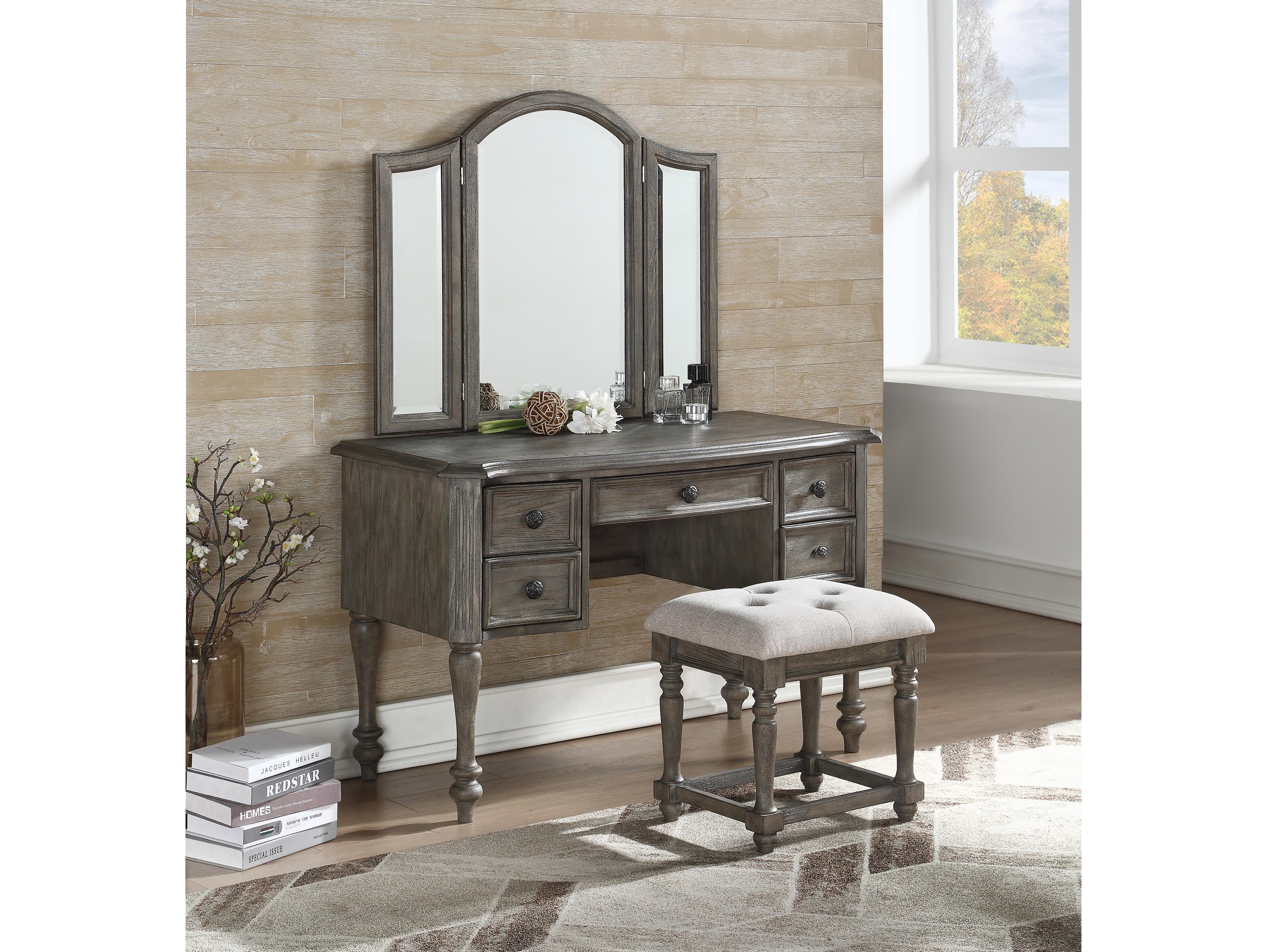 Avalon Furniture Grey Rubberwood Vanity Table