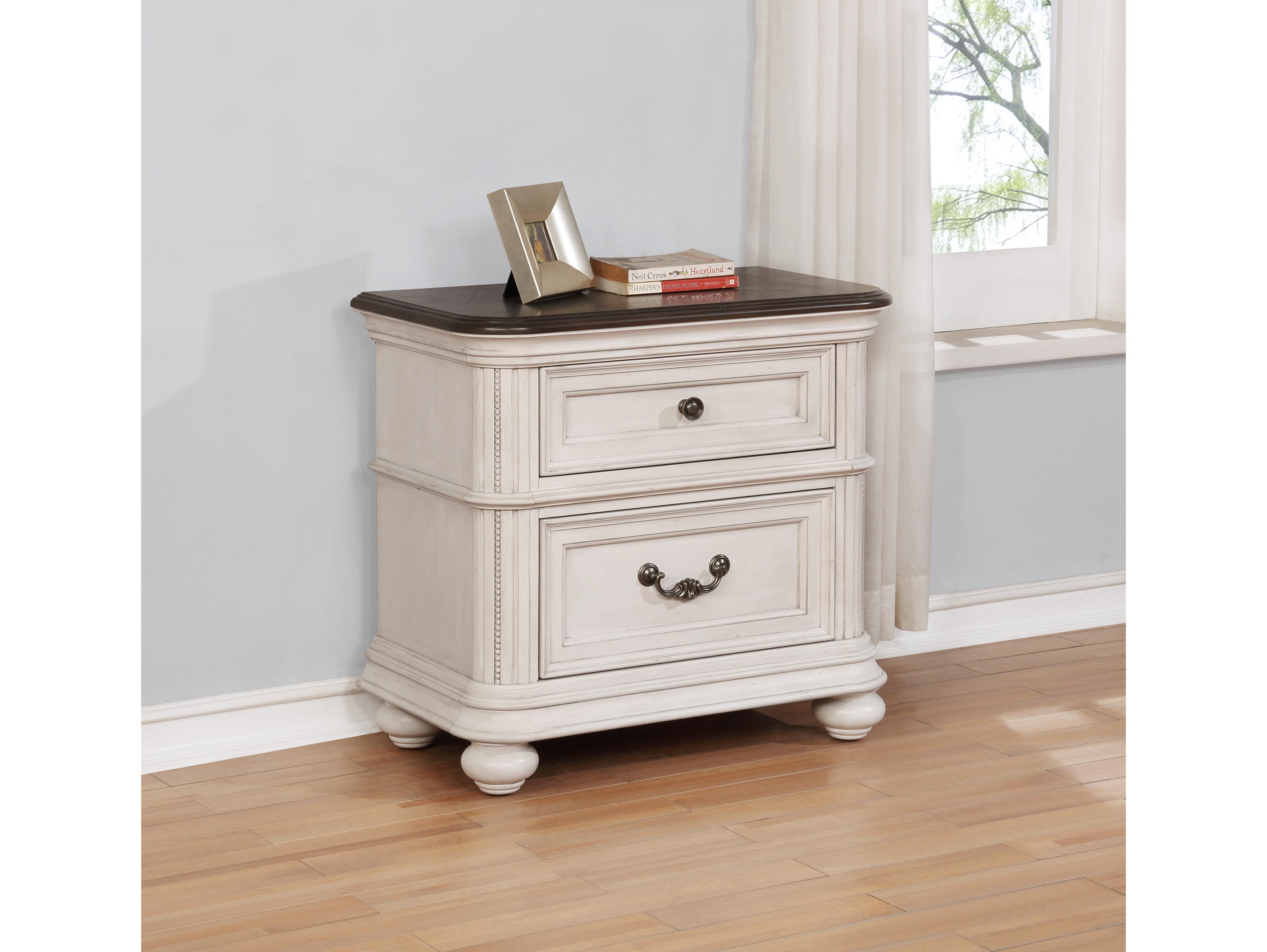 Avalon Furniture 2-Drawers Pine Wood Nightstand
