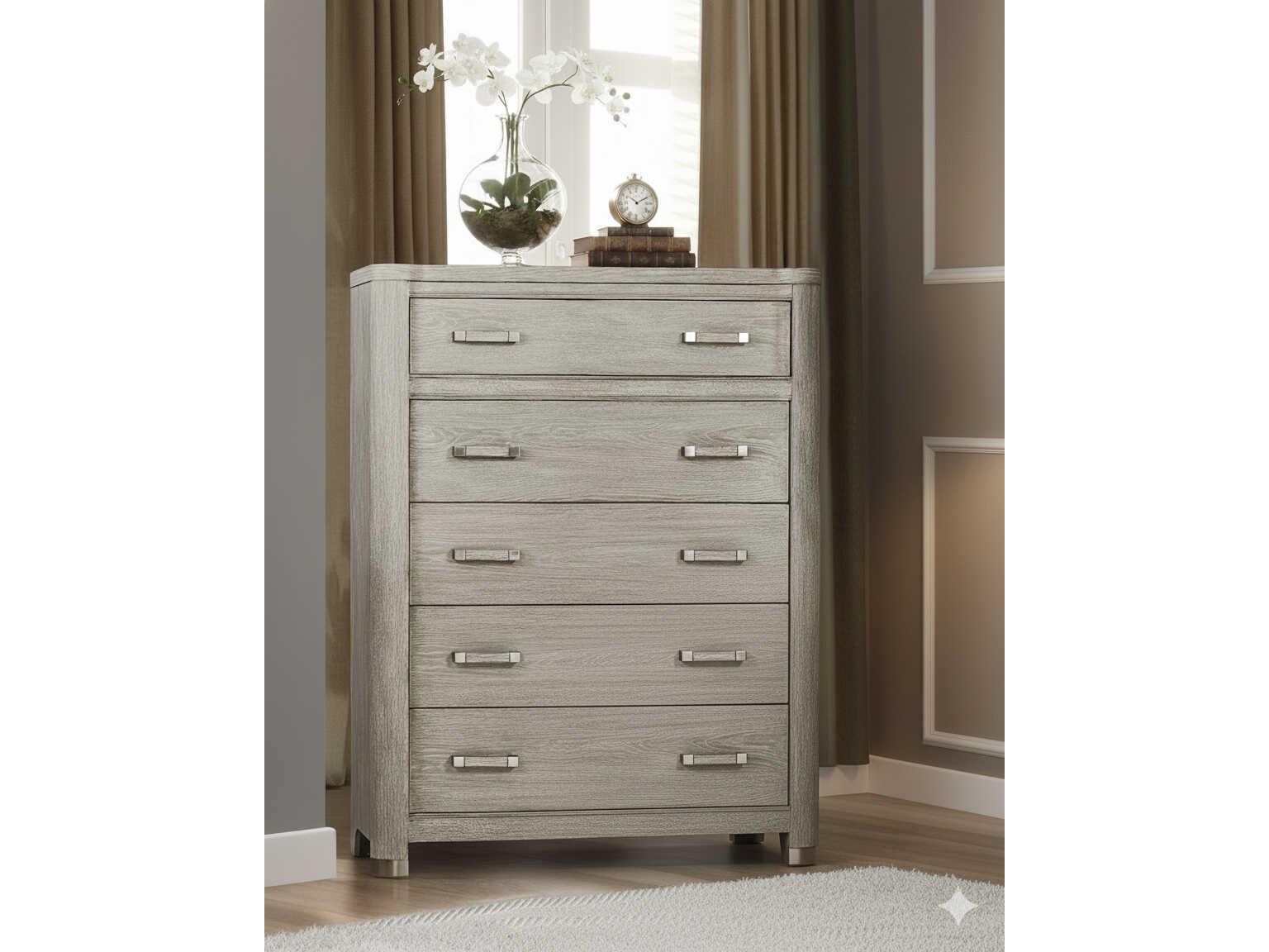 Avalon Furniture 5-Drawers Gray Oak Wood Dresser