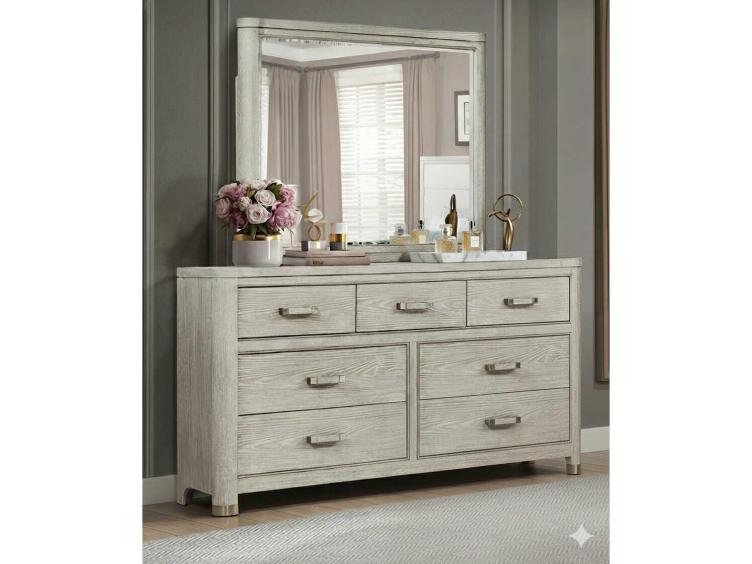 Avalon Furniture 7-Drawers Gray Oak Wood Double Dresser