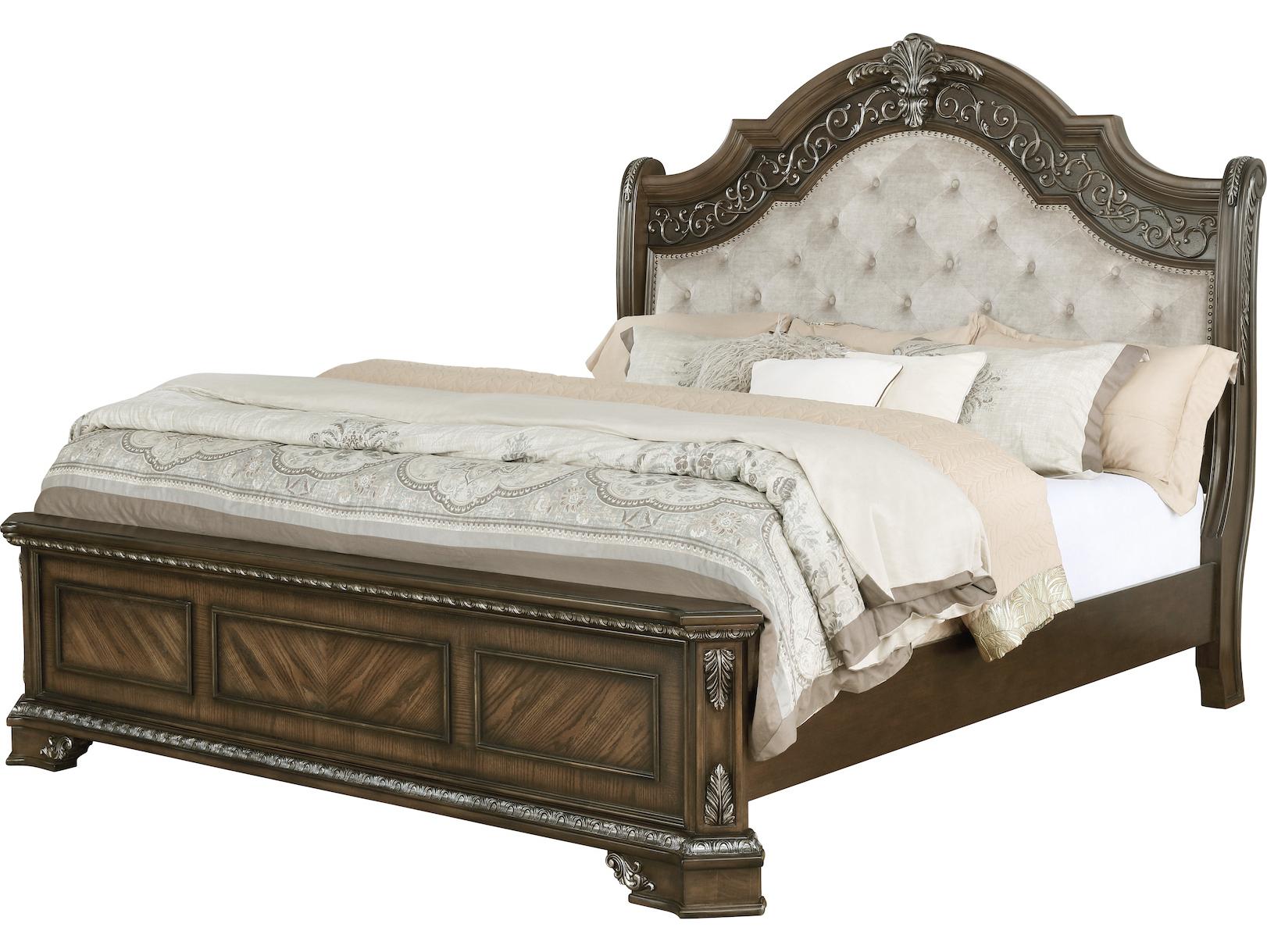 Avalon Furniture Oak Wood Upholstered Queen Panel Bed