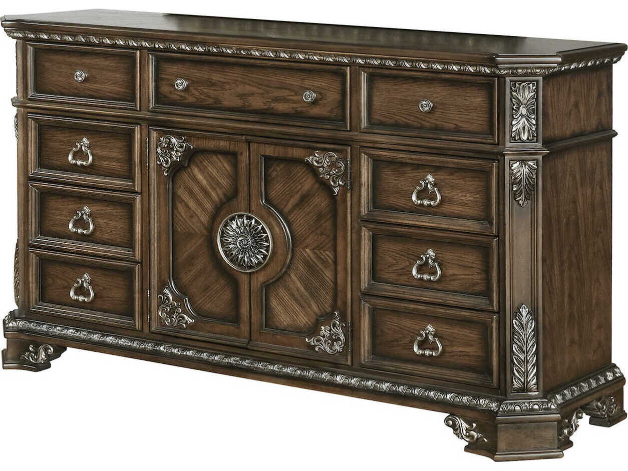 Avalon Furniture Brown Oak Wood Dresser