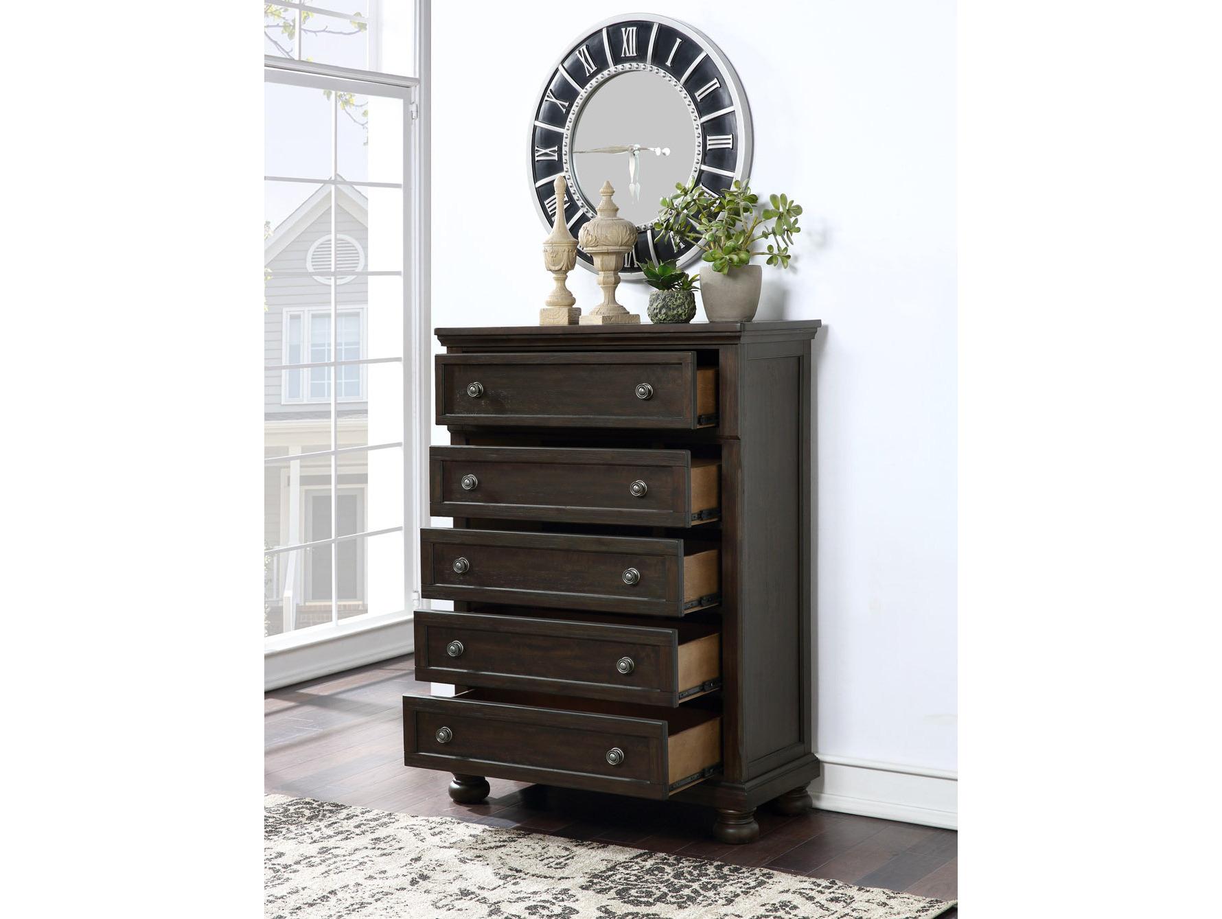Avalon Furniture Brushed Brown Acacia Pine Wood Accent Chest