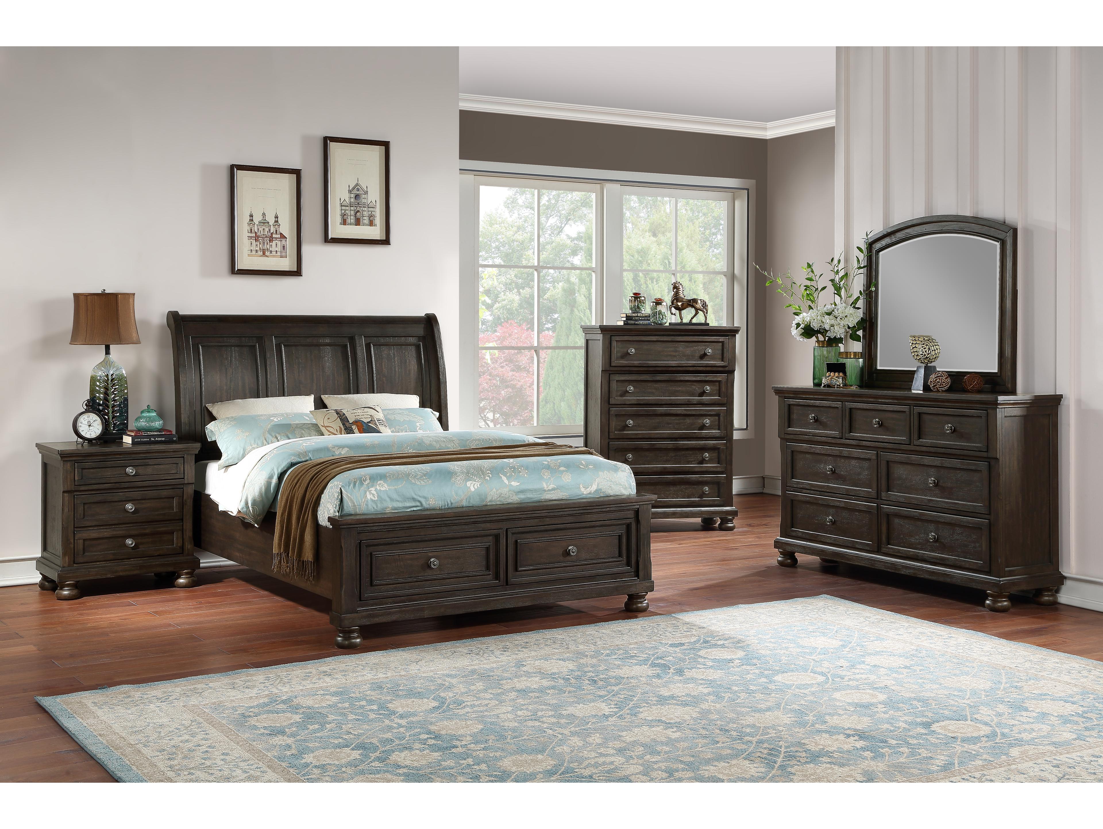 Avalon Furniture Acacia Brown Wood Full Sleigh Bed