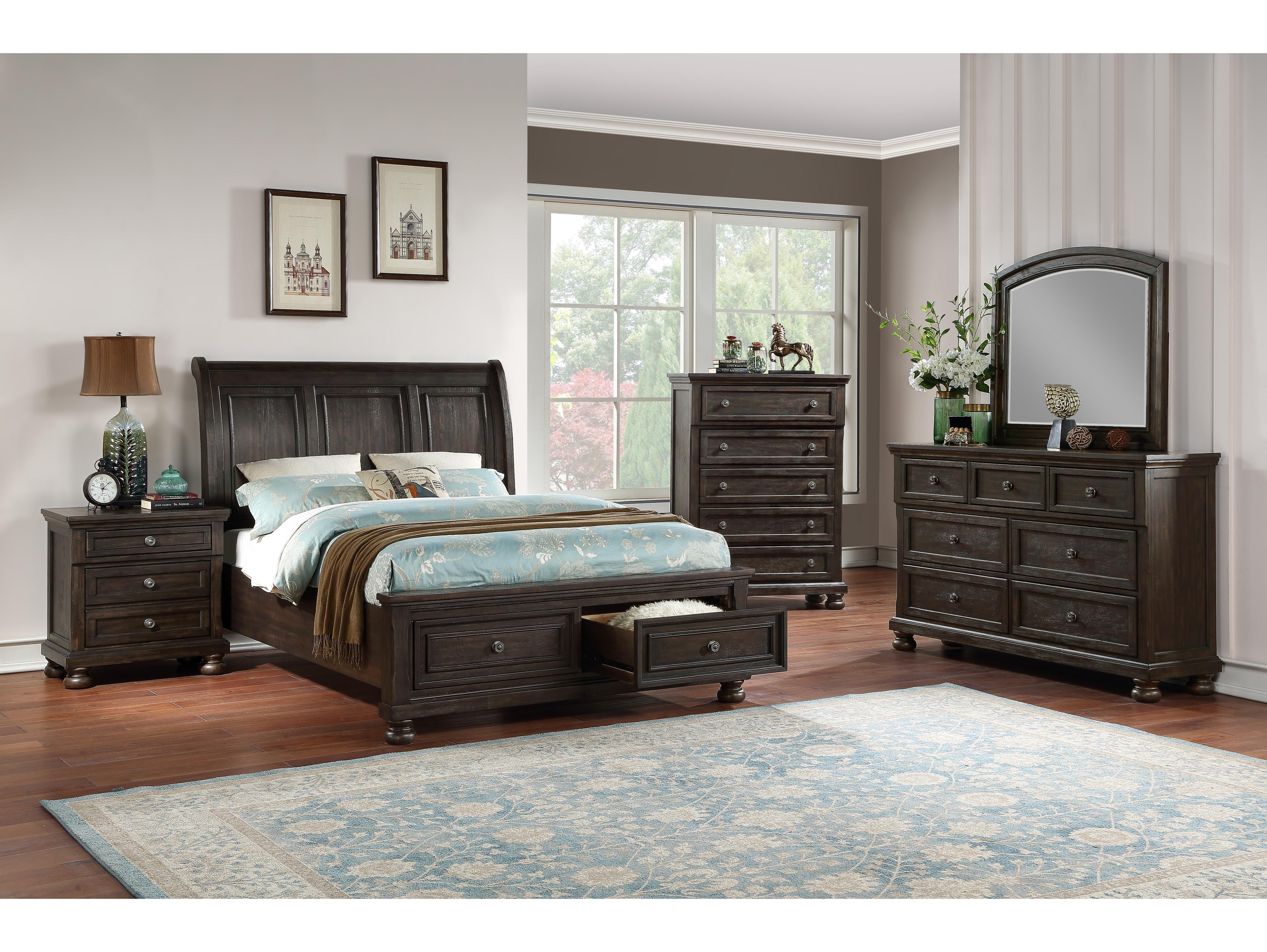 Avalon Furniture Acacia Brown Wood Full Sleigh Bed