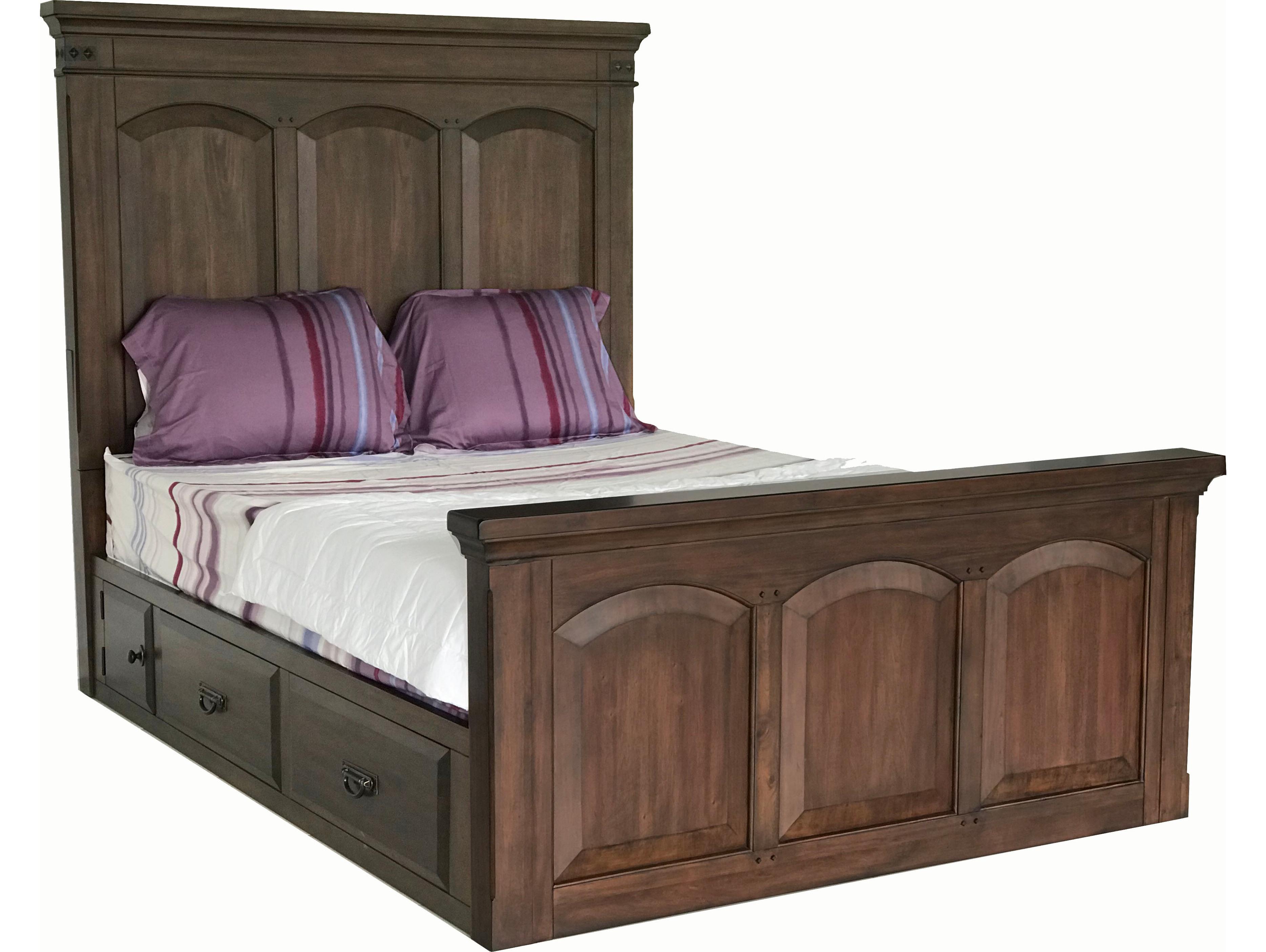 Avalon Furniture Brushed Toasted Brown Mahogany Wood King Panel Bed