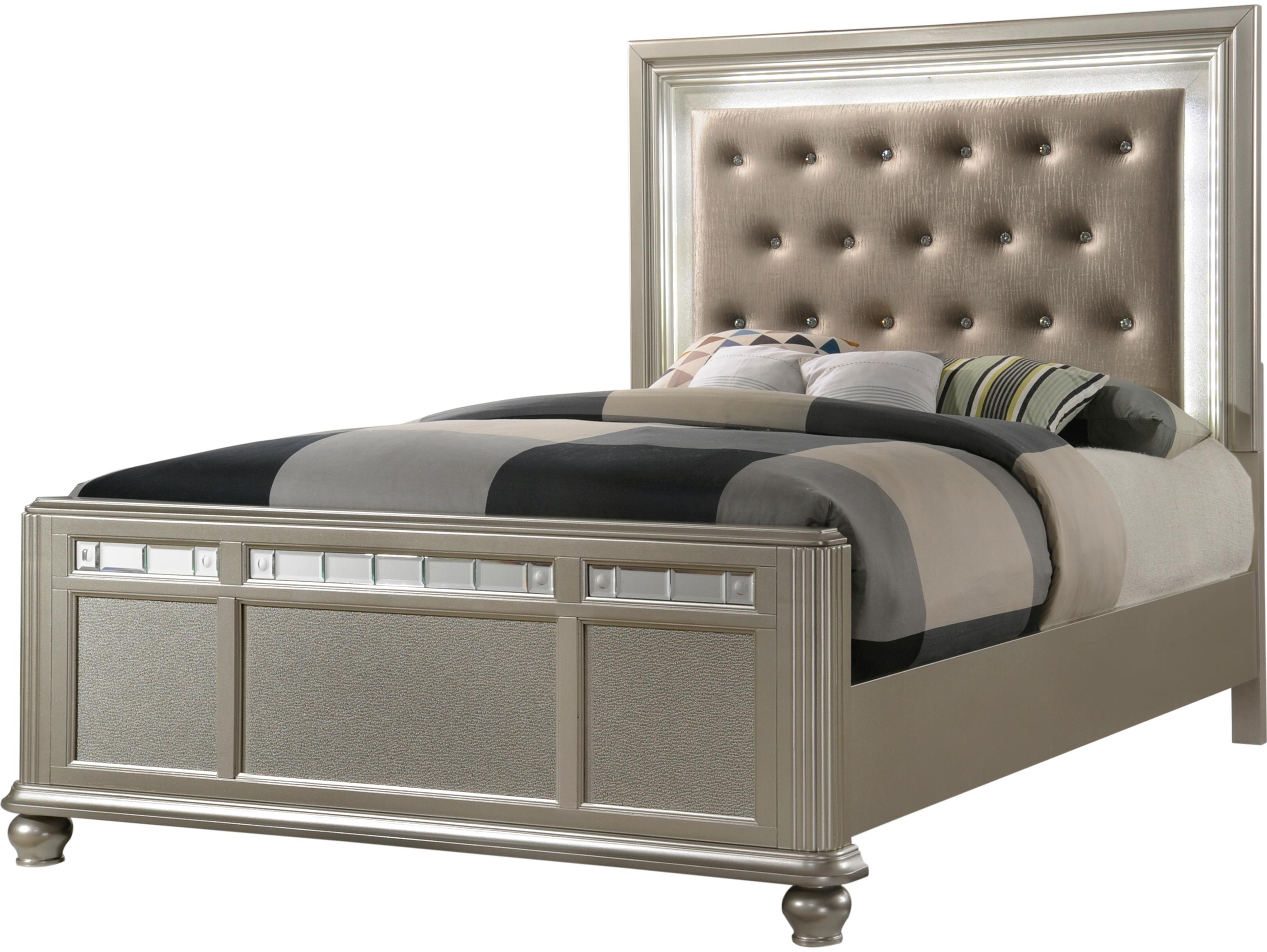 Avalon Furniture Silver Hardwood Upholstered Queen Panel Bed