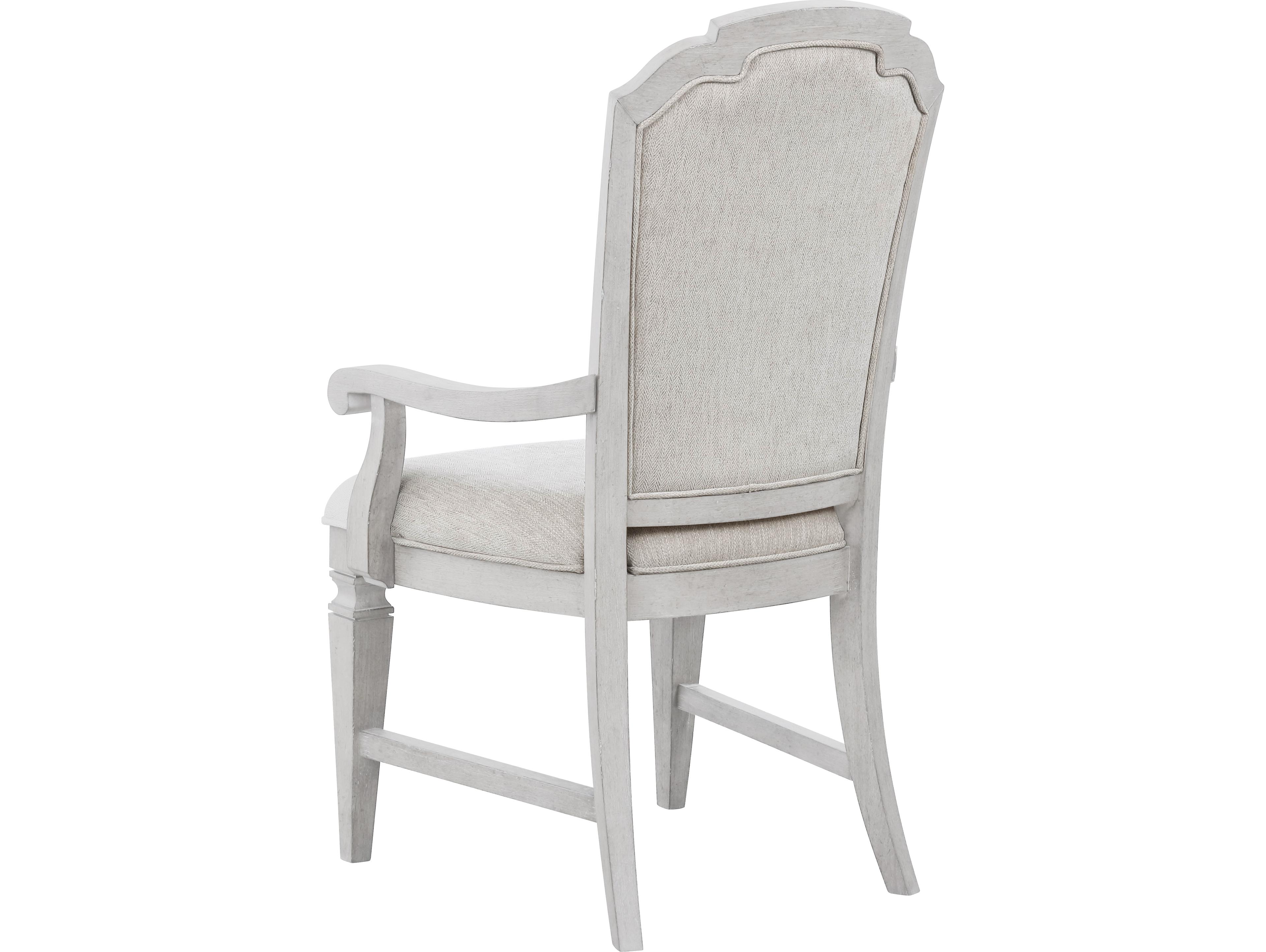 Avalon Furniture Acacia Wood White Upholstered Arm Dining Chair