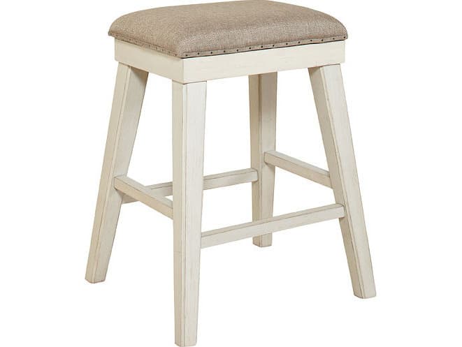Avalon Furniture Weathered Brown Ocean White Upholstered Birch Wood Table Stool