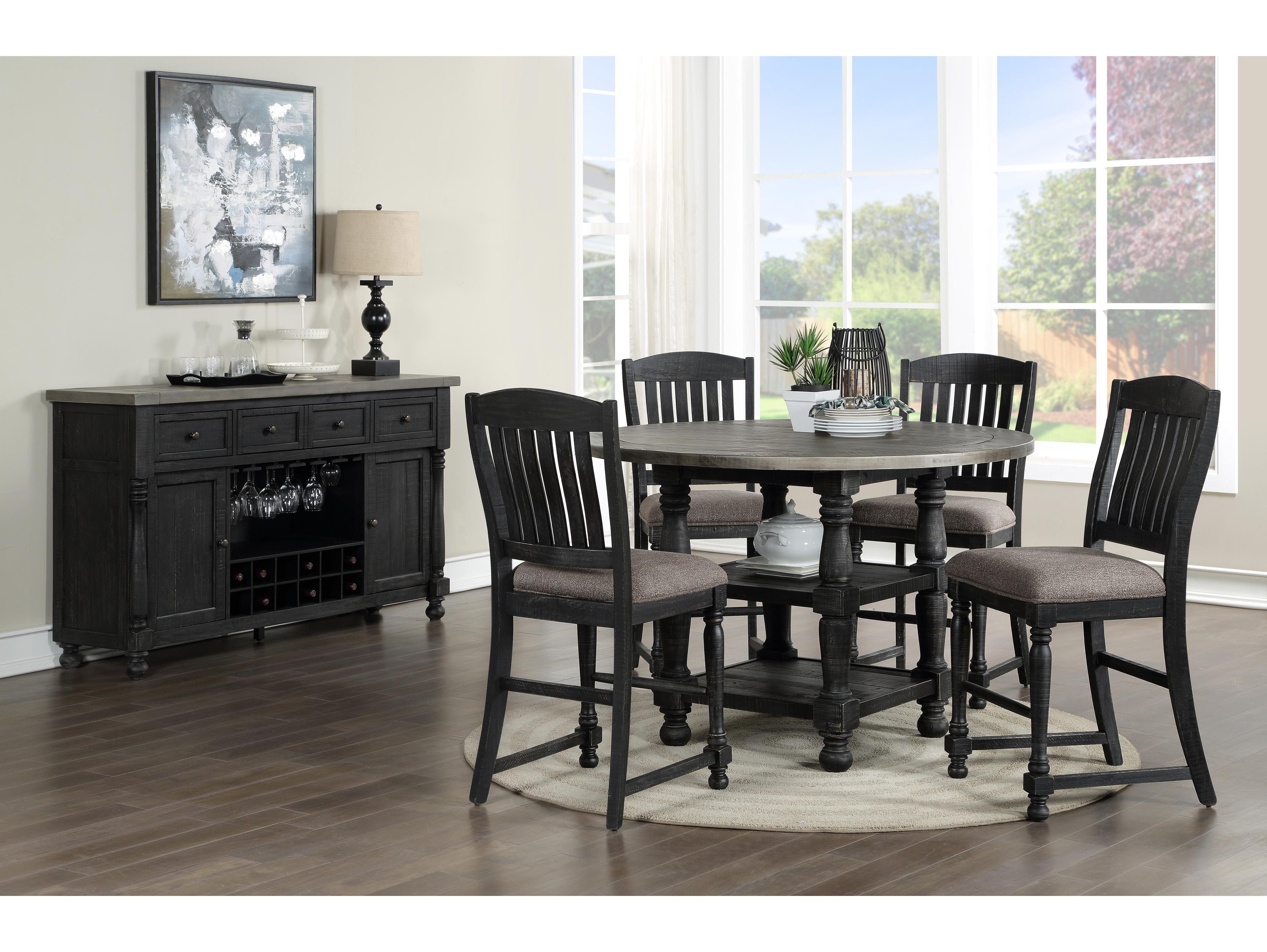 Avalon Furniture Distressed Gray Washed Black Upholstered Pine Wood Counter Stool