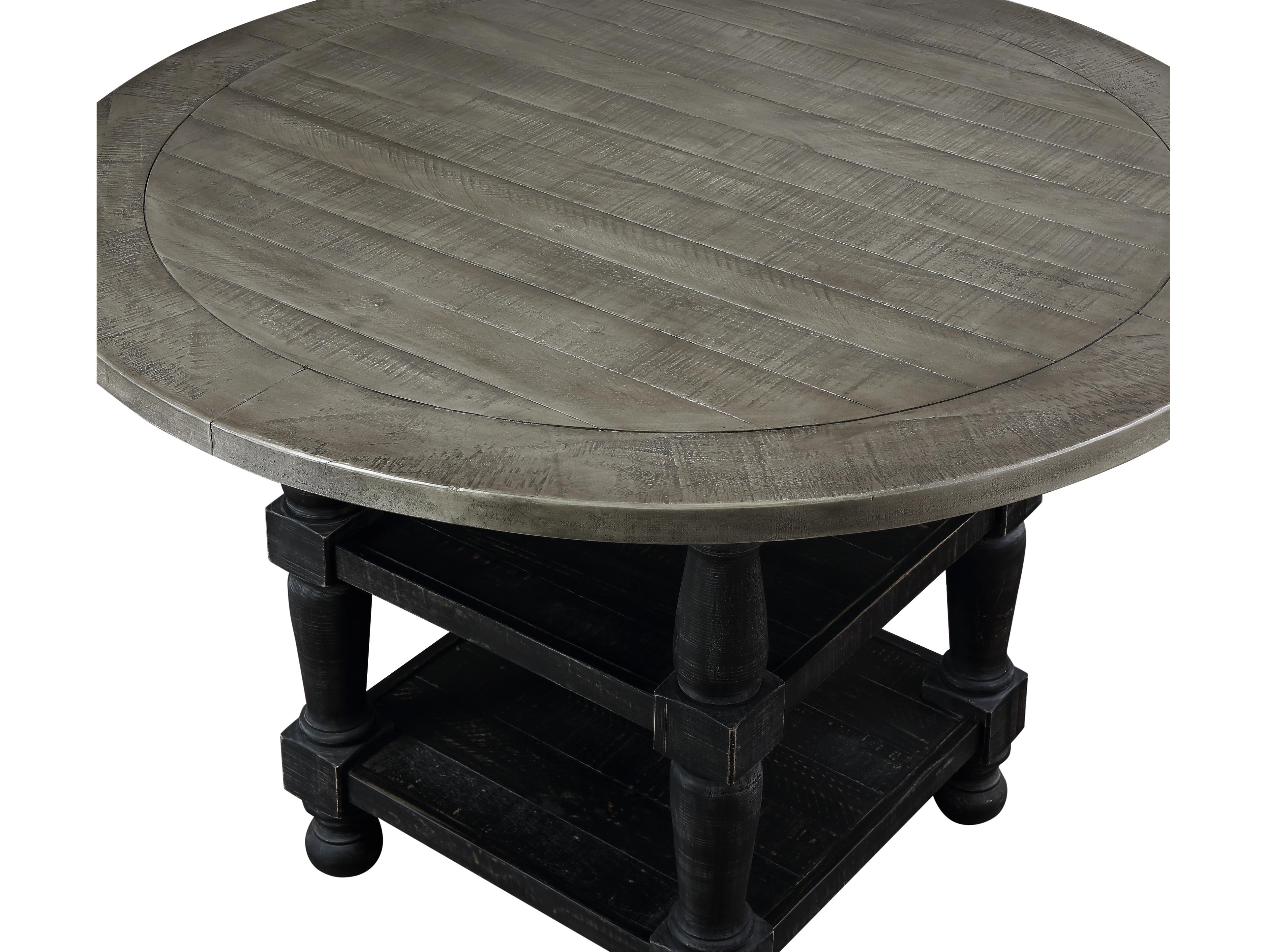 Avalon Furniture Round Wood Distressed Gray Washed Black Dining Table