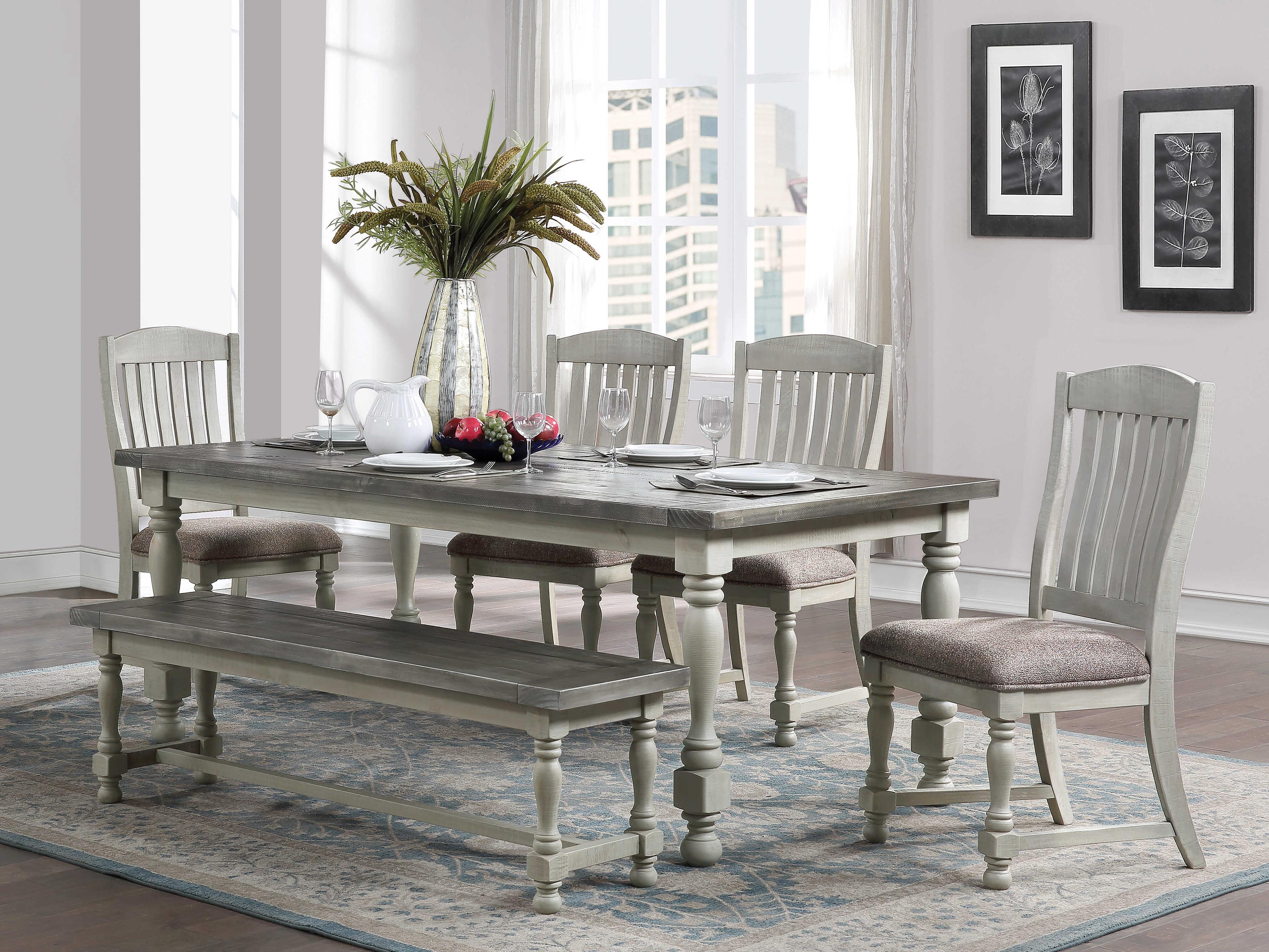 Avalon Furniture Distressed Gray French Accent Bench