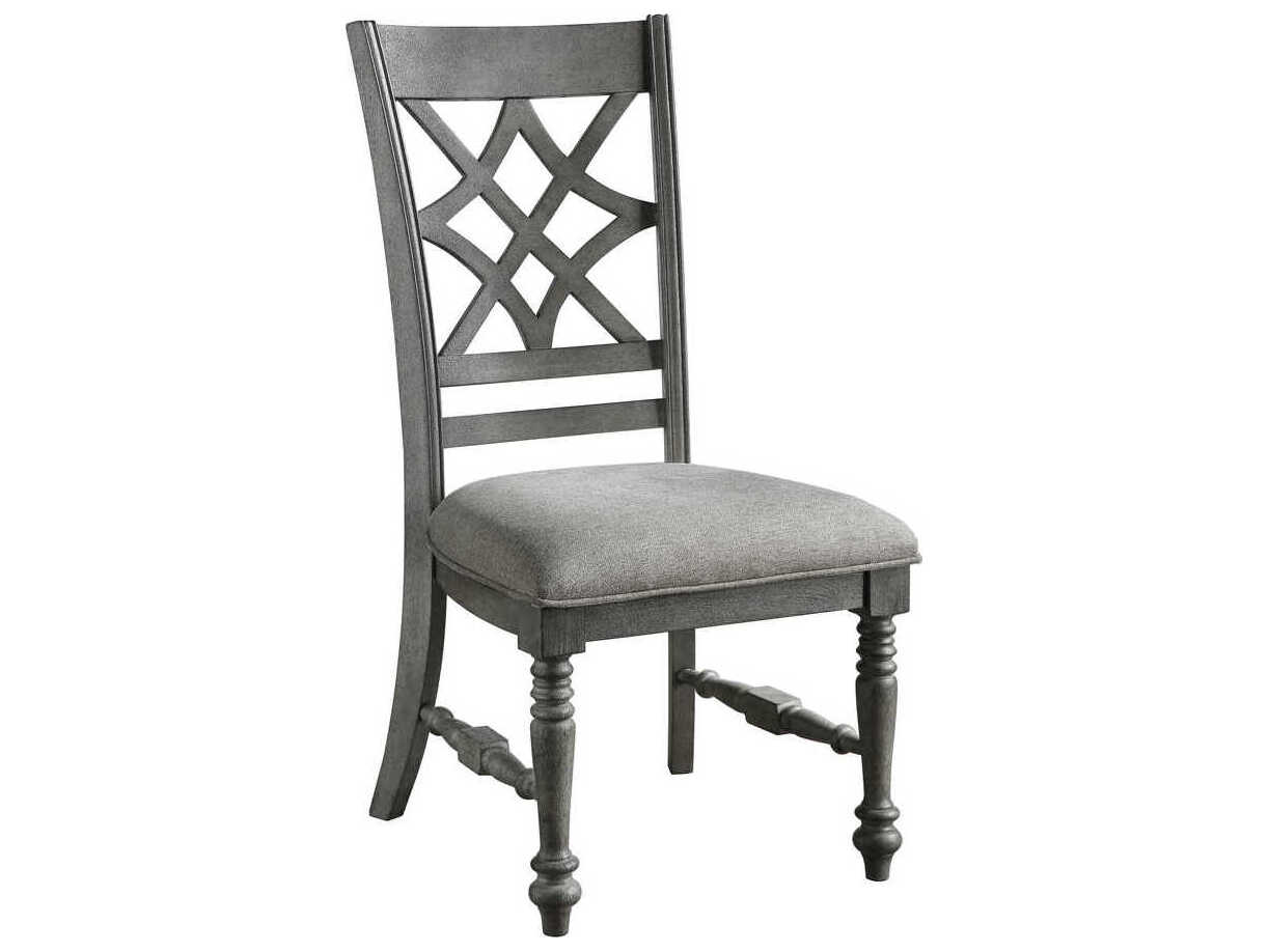 Avalon Furniture Acacia Wood Gray Upholstered Armless Dining Chair