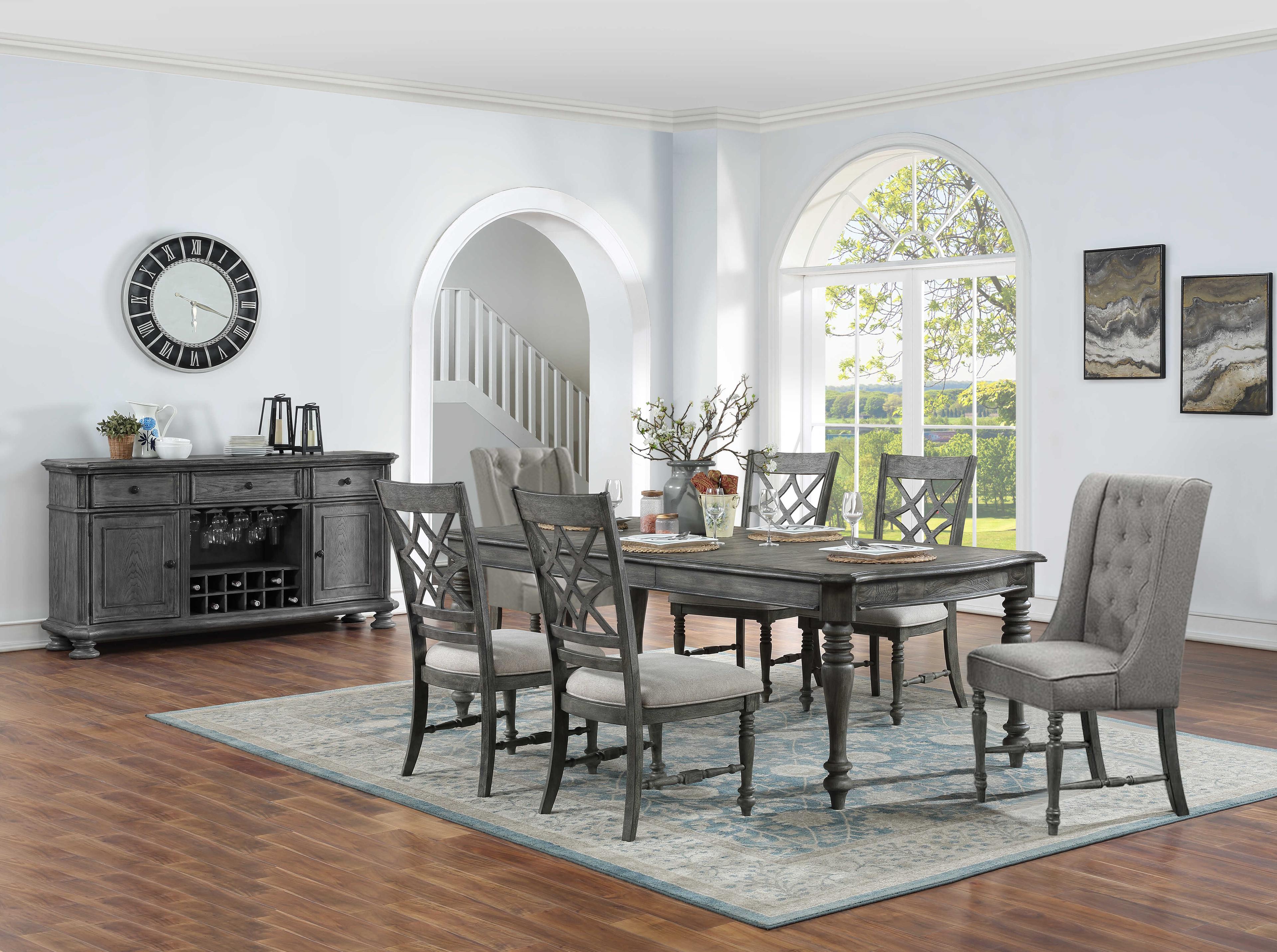 Avalon Furniture Rectangular Wood Sandblasted Gray Dining Table