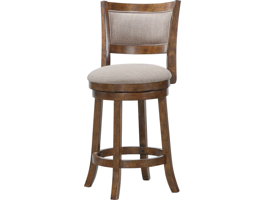 Avalon Furniture Burnt Brown Upholstered Swivel Mango Wood Counter Stool