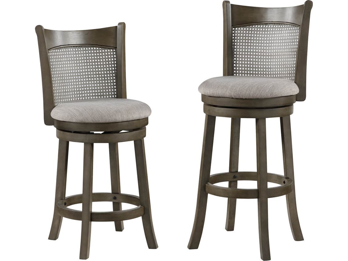 Avalon Furniture Gray Upholstered Swivel Mango Wood Bar Stool