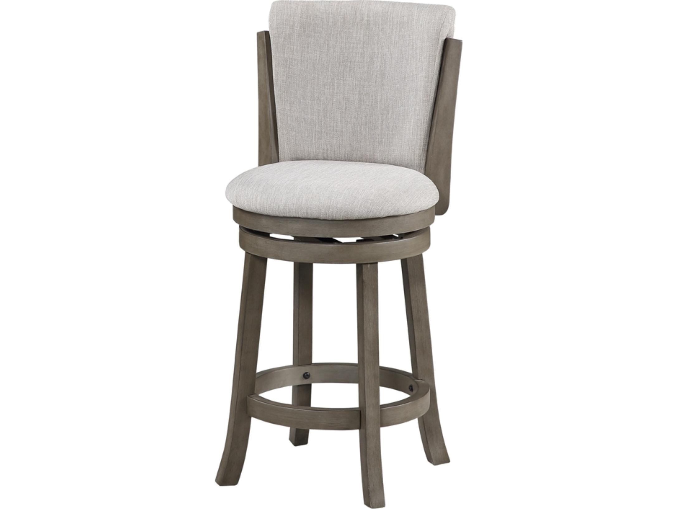 Avalon Furniture Gray Upholstered Swivel Mango Wood Counter Stool