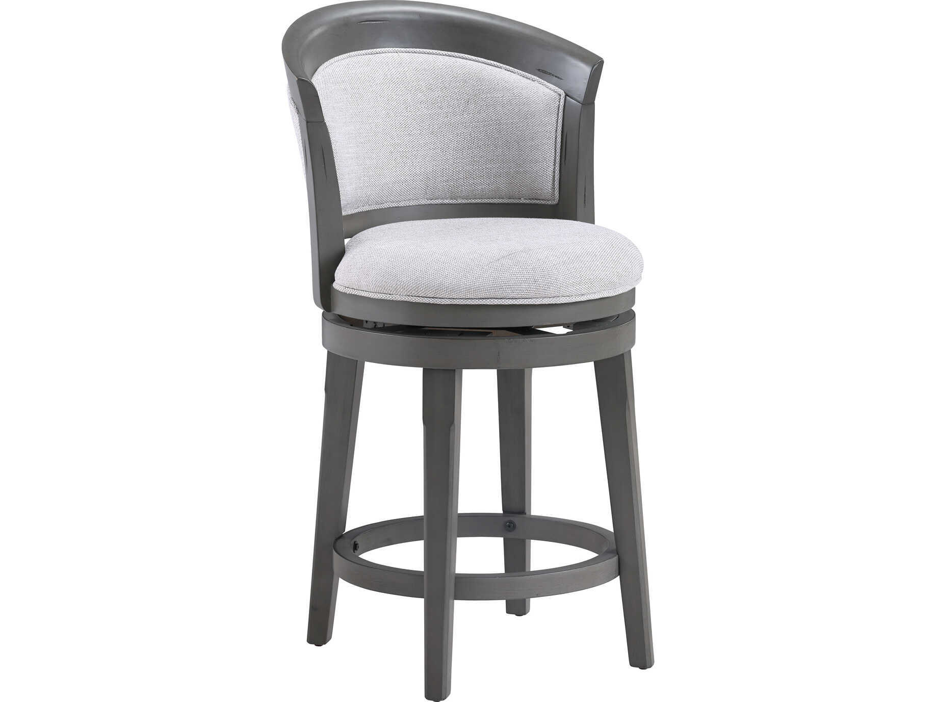 Avalon Furniture Antique Gray Upholstered Swivel Mango Wood Bar Stool