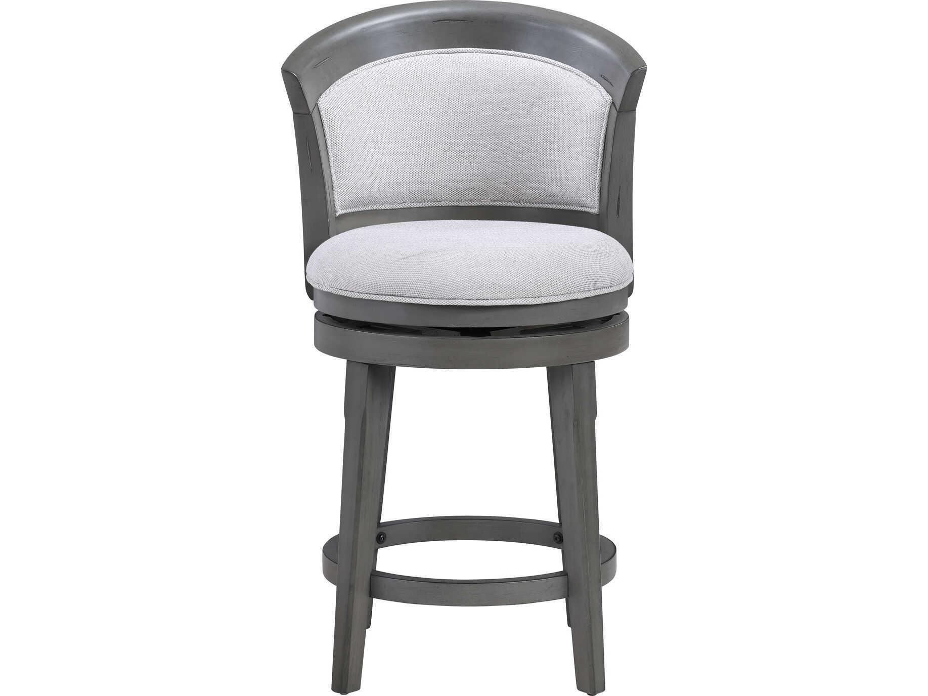 Avalon Furniture Antique Gray Upholstered Swivel Mango Wood Bar Stool