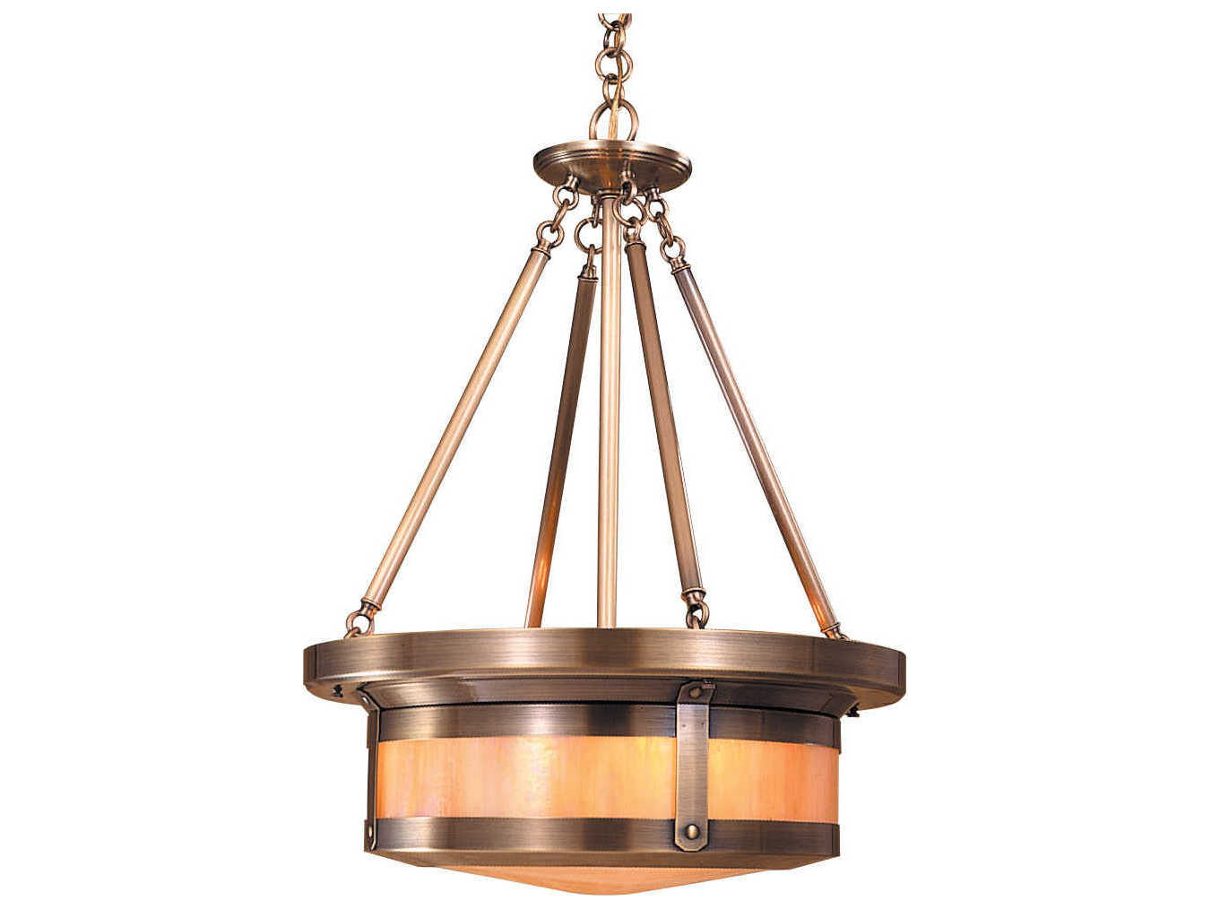 Arroyo Craftsman Berkeley 4-Light Brass Glass Pendant