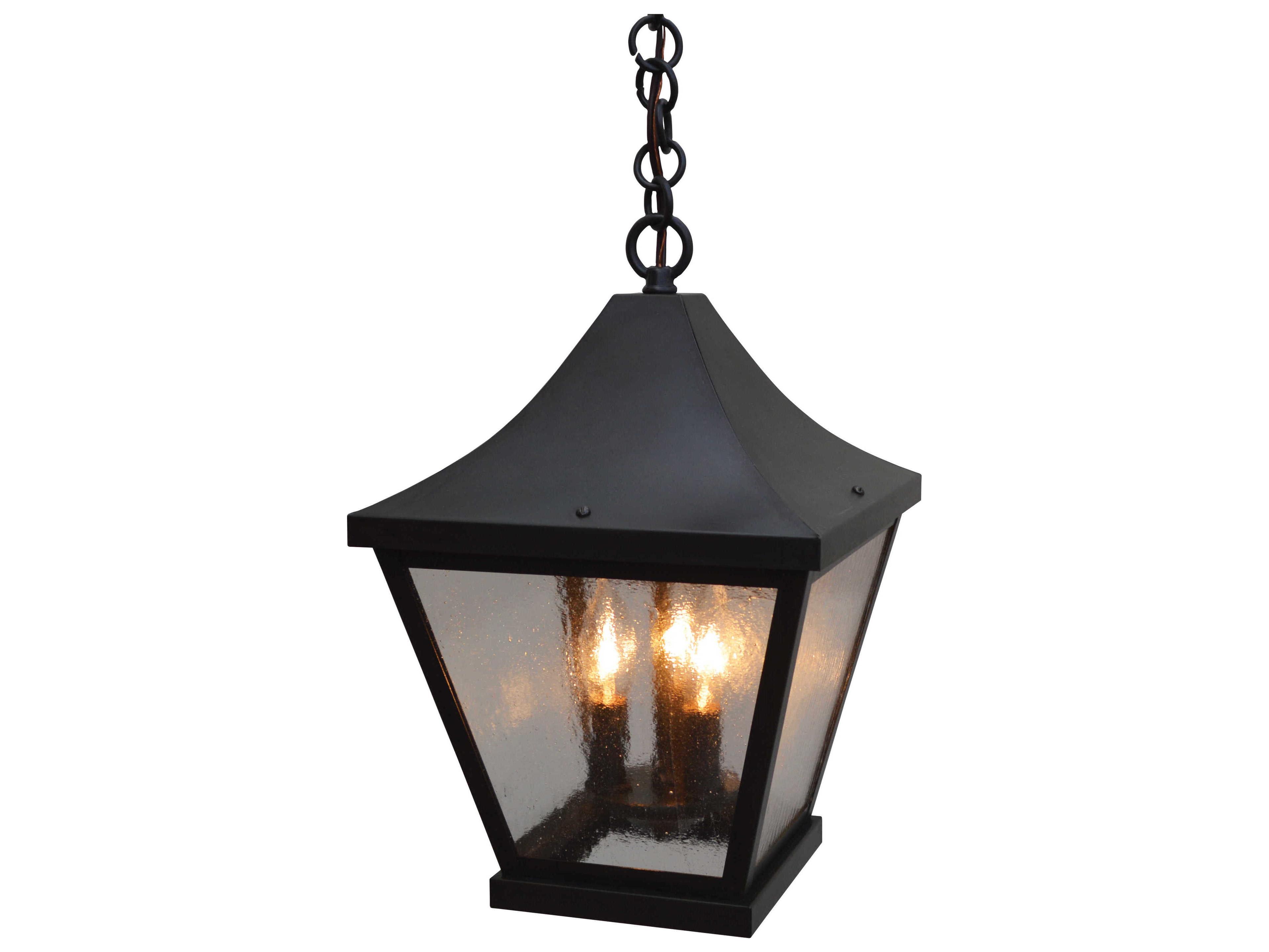 Arroyo Craftsman Nantes 3-Light Black Glass Lantern Mini Pendant