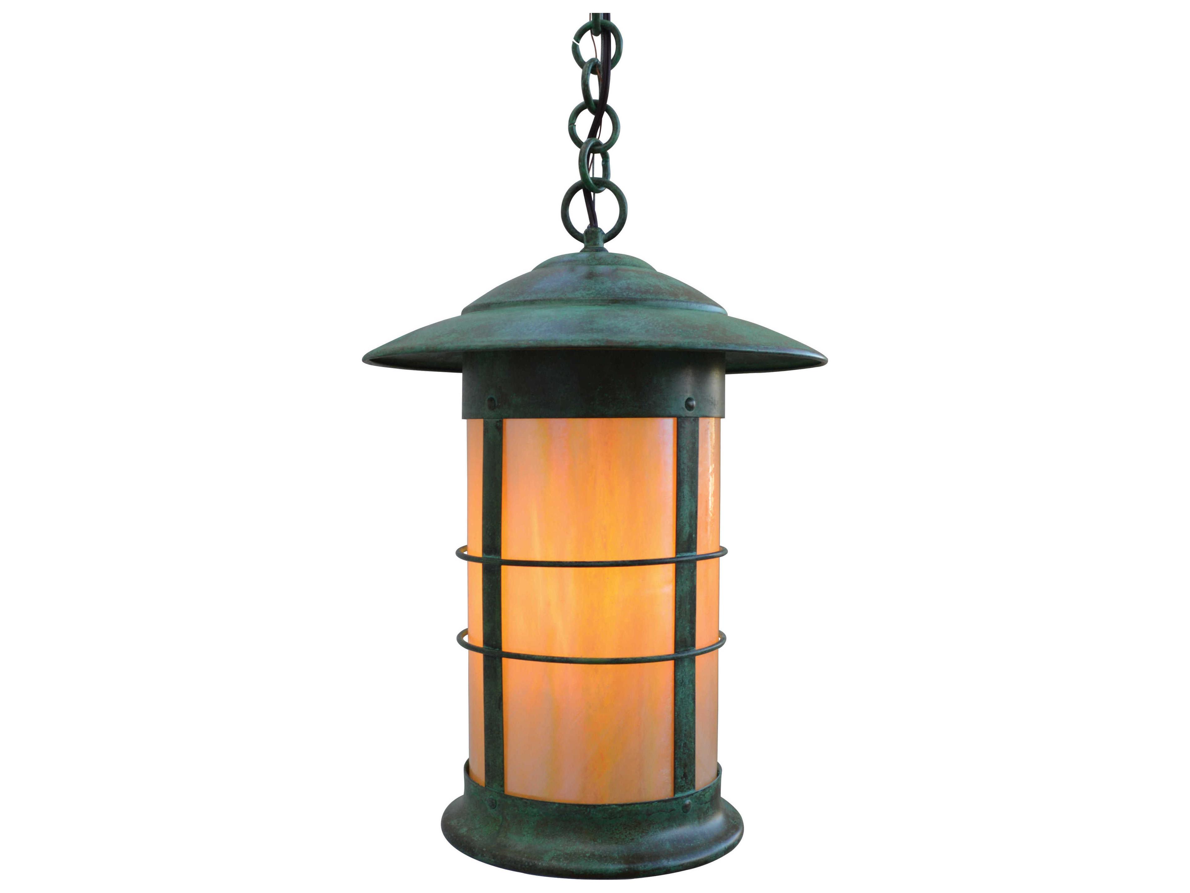 Arroyo Craftsman Newport 1-Light Green Glass Cylinder Pendant