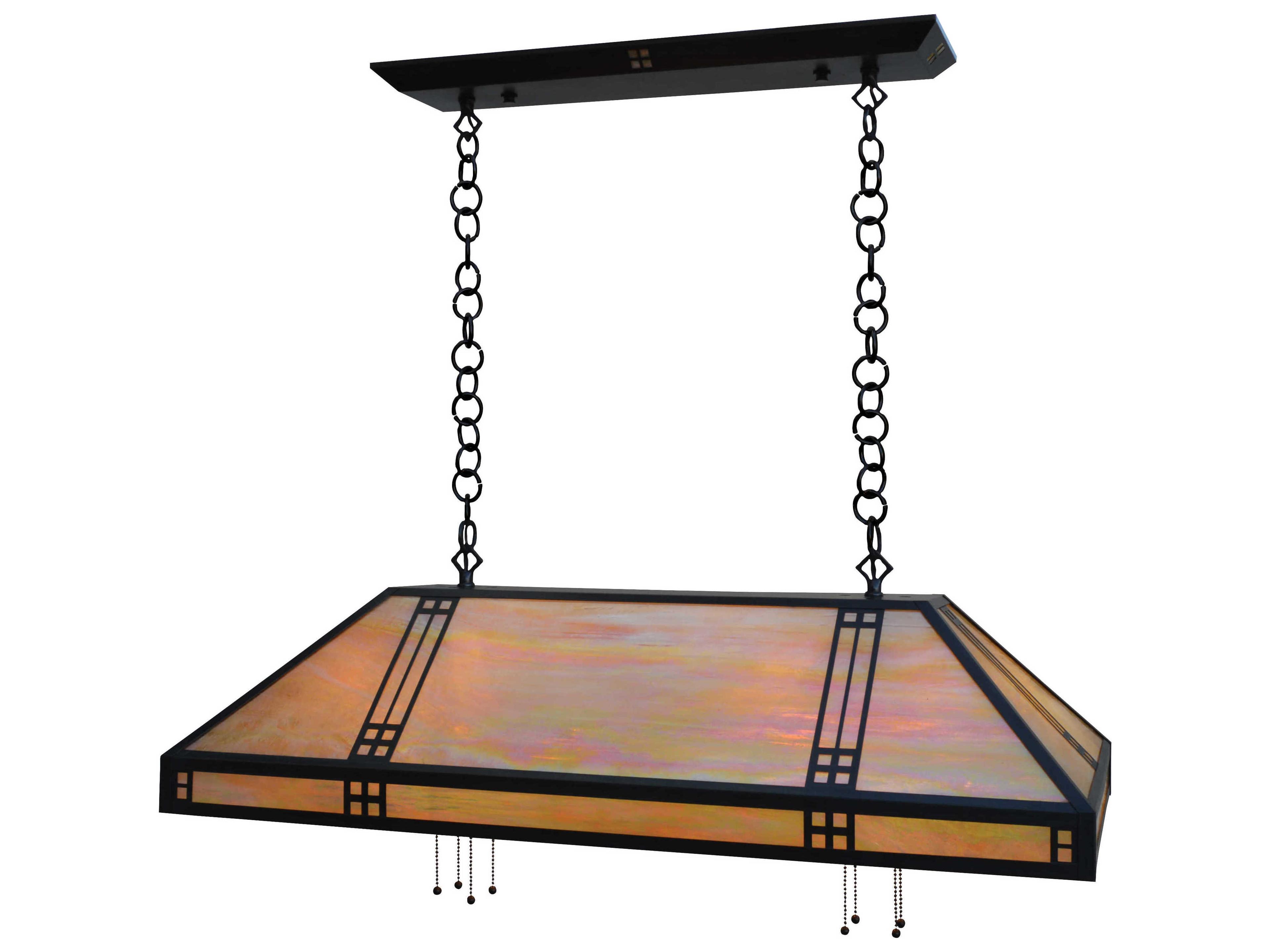 Arroyo Craftsman Prairie 8-Light Brass Glass Linear Island Pendant