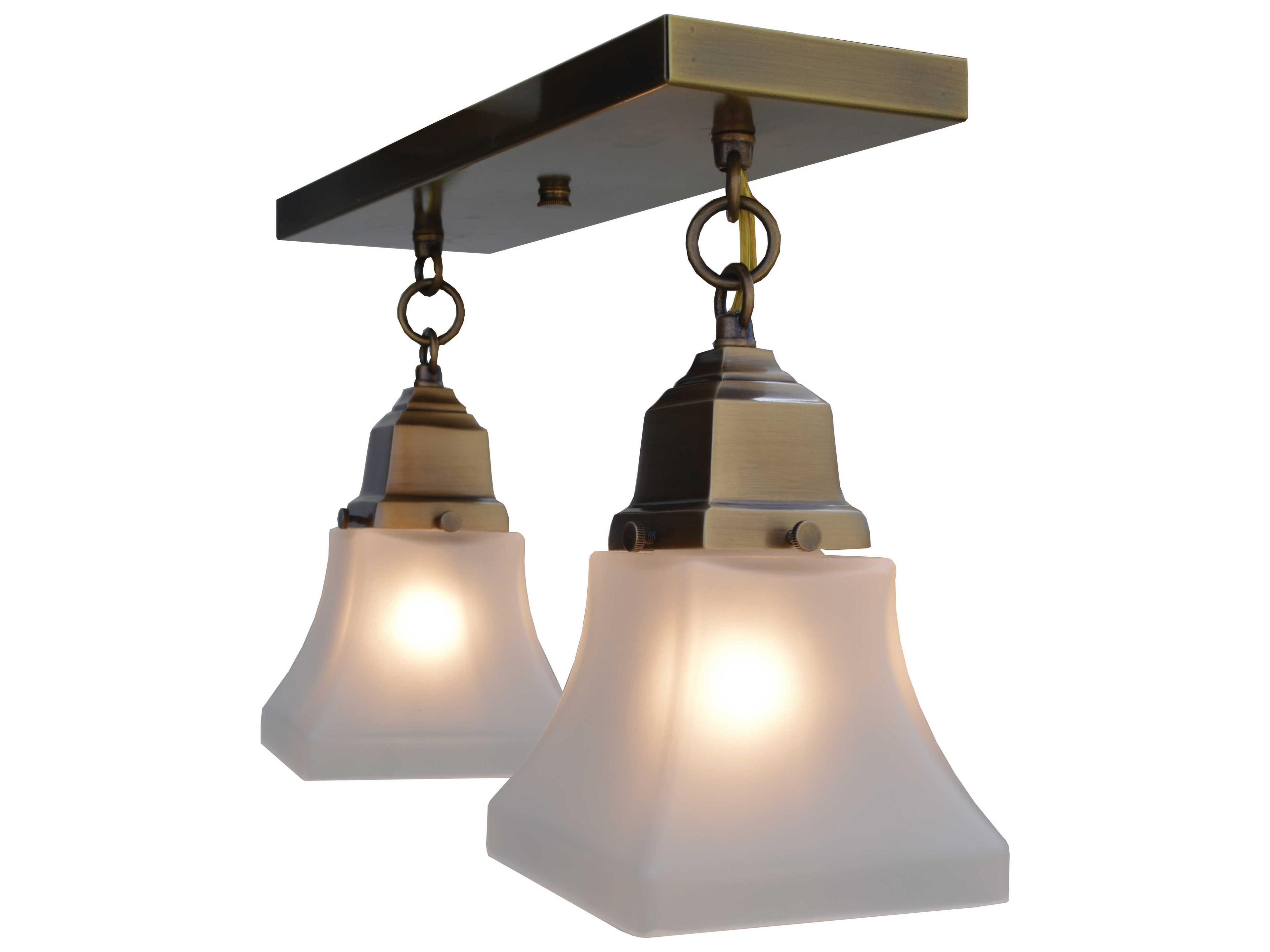 Arroyo Craftsman Ruskin 2-Light Brass Glass Bell Semi Flush Mount