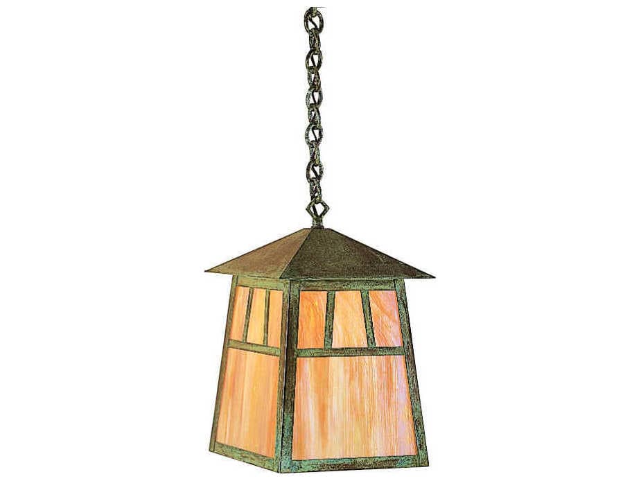 Arroyo Craftsman Raymond 1-Light Green Glass Lantern Mini Pendant