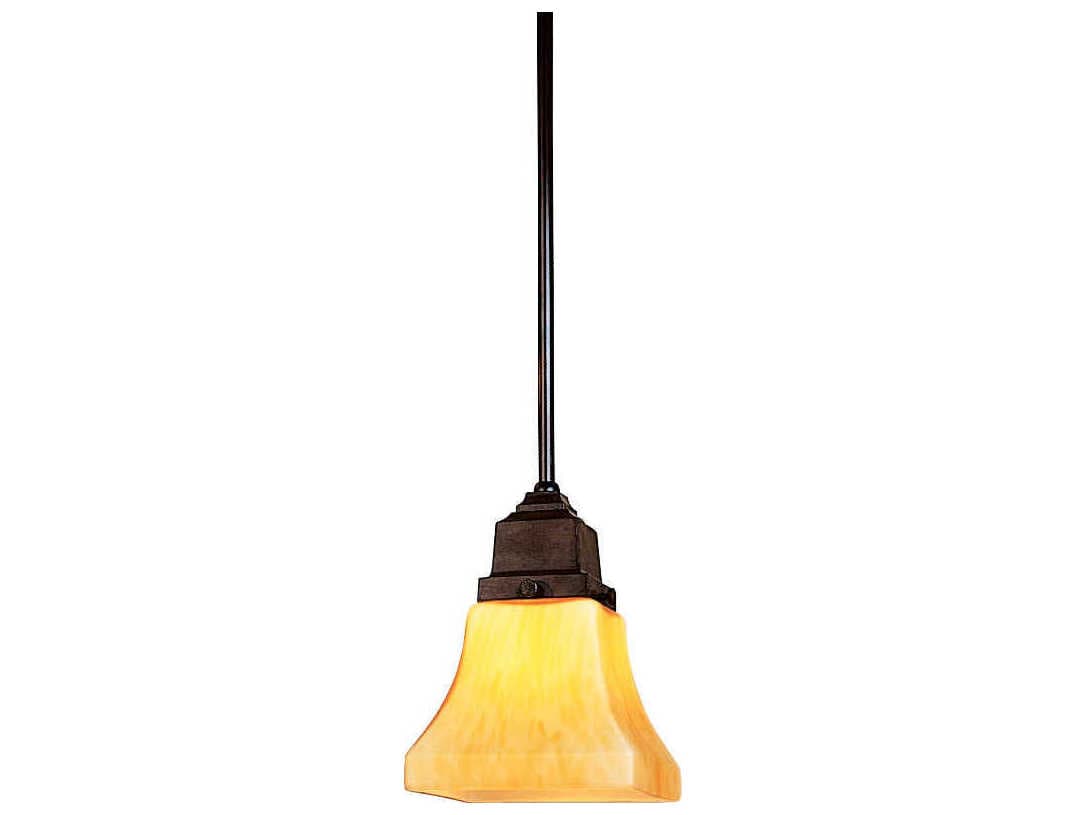 Arroyo Craftsman Ruskin 1-Light Bronze Glass Bell Mini Pendant