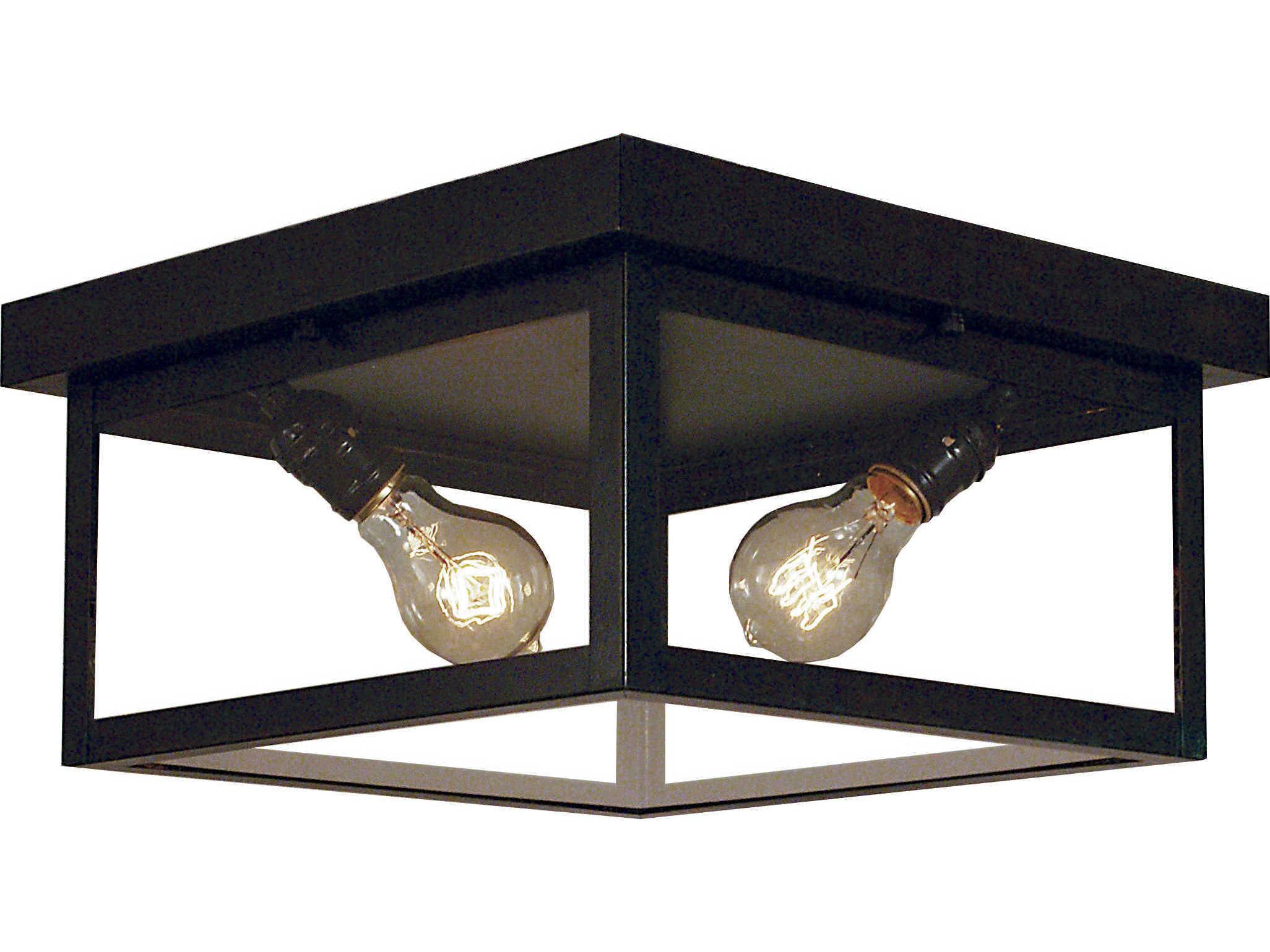 Arroyo Craftsman Vintage 2-Light Black Glass Flush Mount