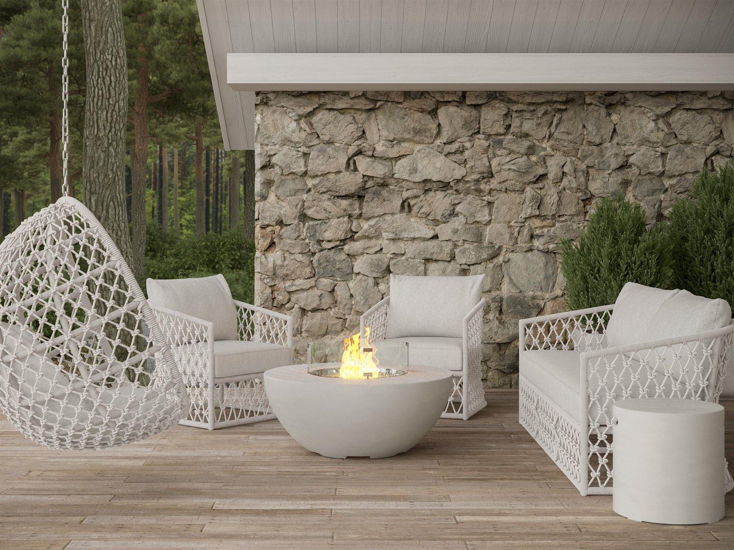 Azzurro Living Amelia White Rope Firepit Outdoor Lounge Set