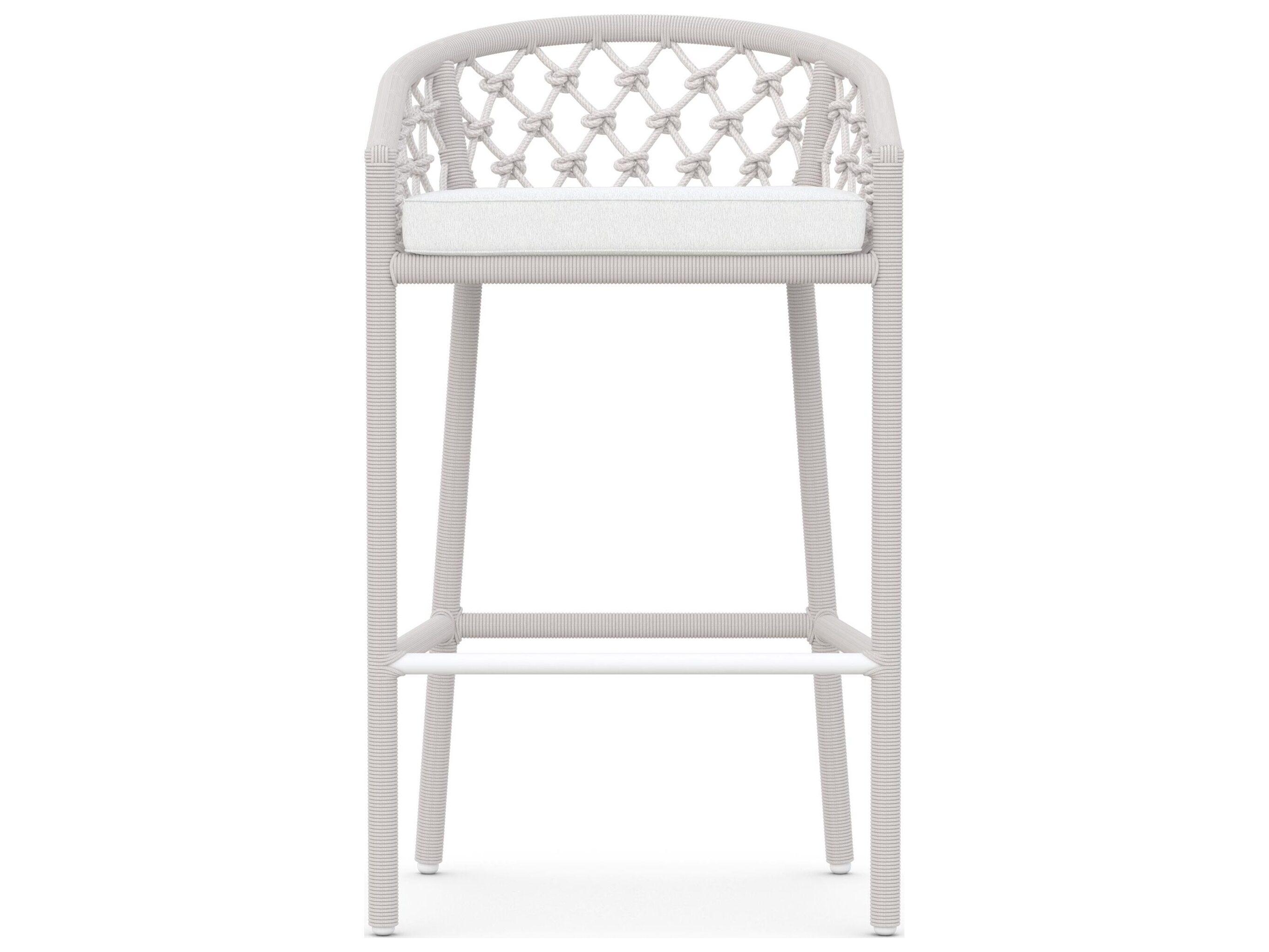 Azzurro Living Amelia Sand All-Weather Rope Outdoor Patio Bar Stool with Cloud Cushion