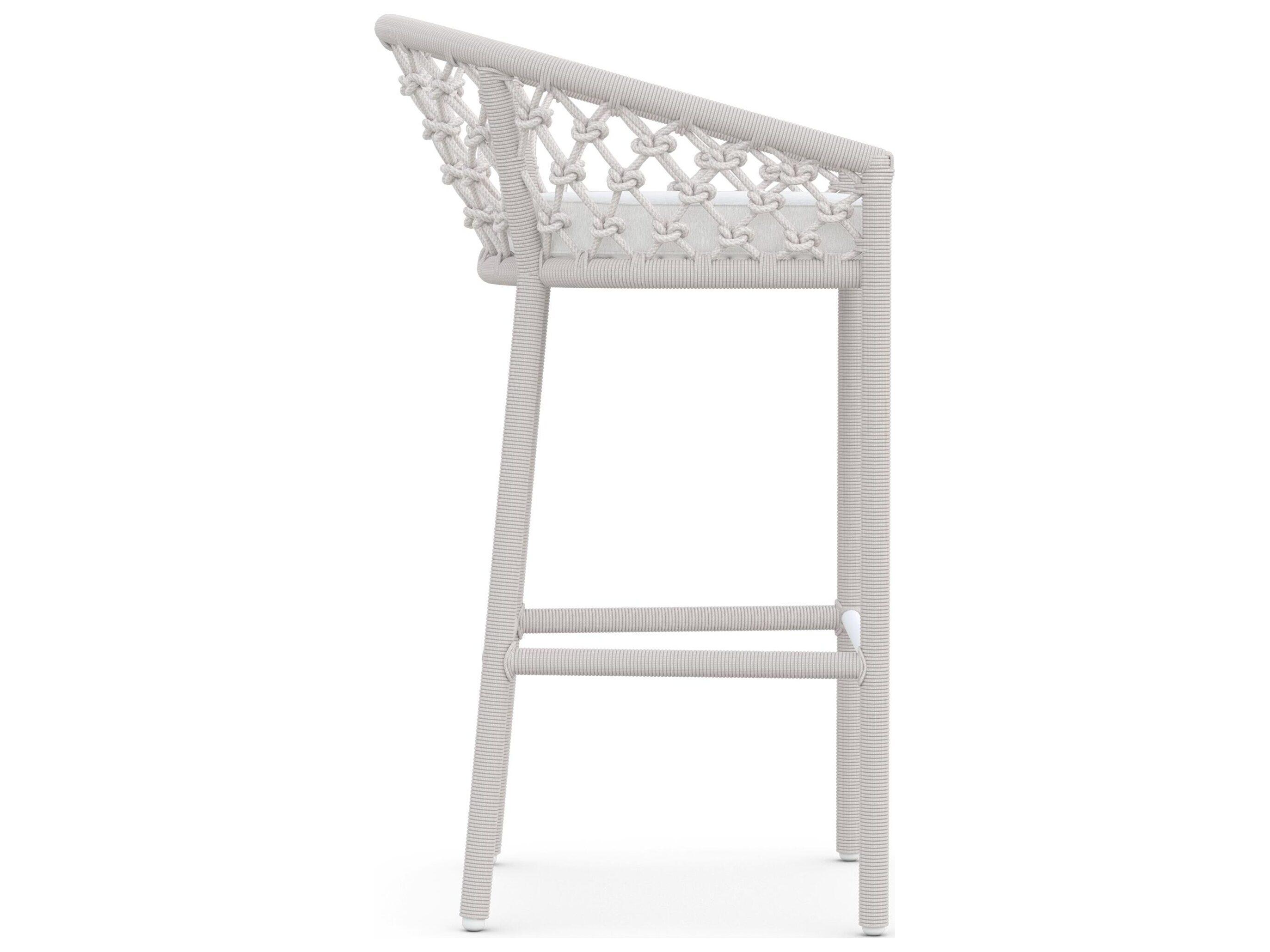 Azzurro Living Amelia Sand All-Weather Rope Outdoor Patio Bar Stool with Cloud Cushion