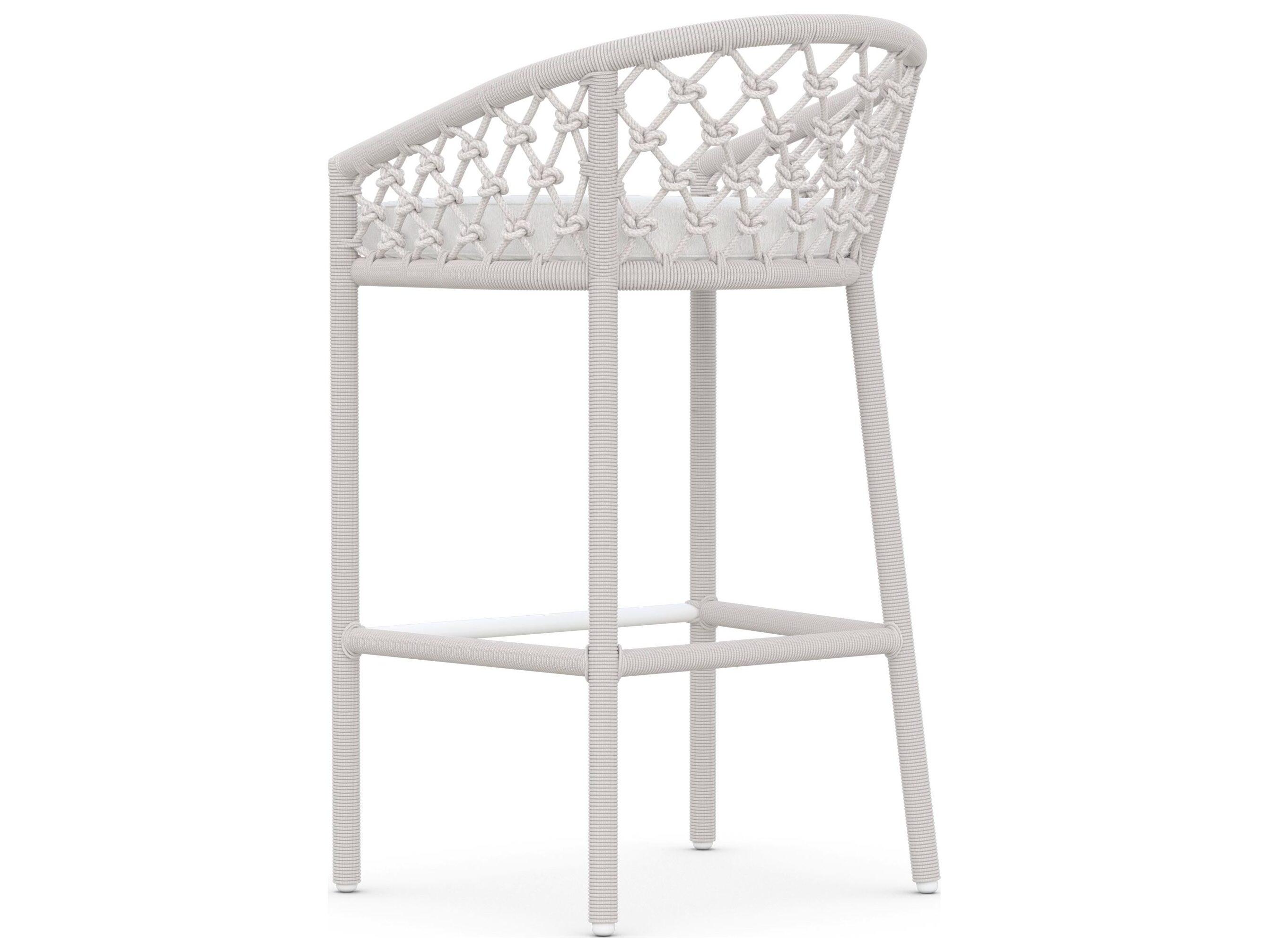 Azzurro Living Amelia Sand All-Weather Rope Outdoor Patio Bar Stool with Cloud Cushion