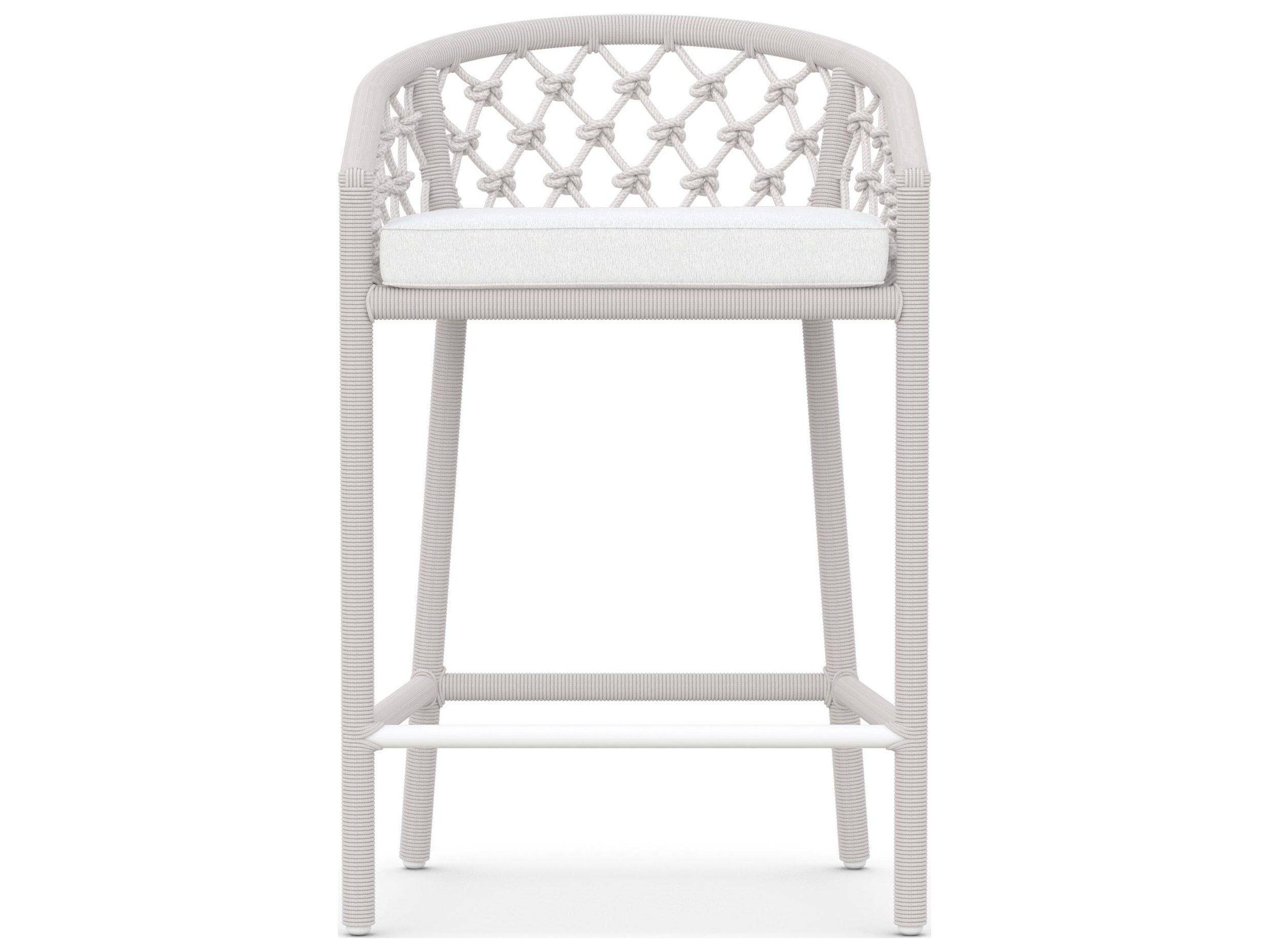 Azzurro Living Amelia Sand All-Weather Rope Patio Counter Stool with Cloud Cushion